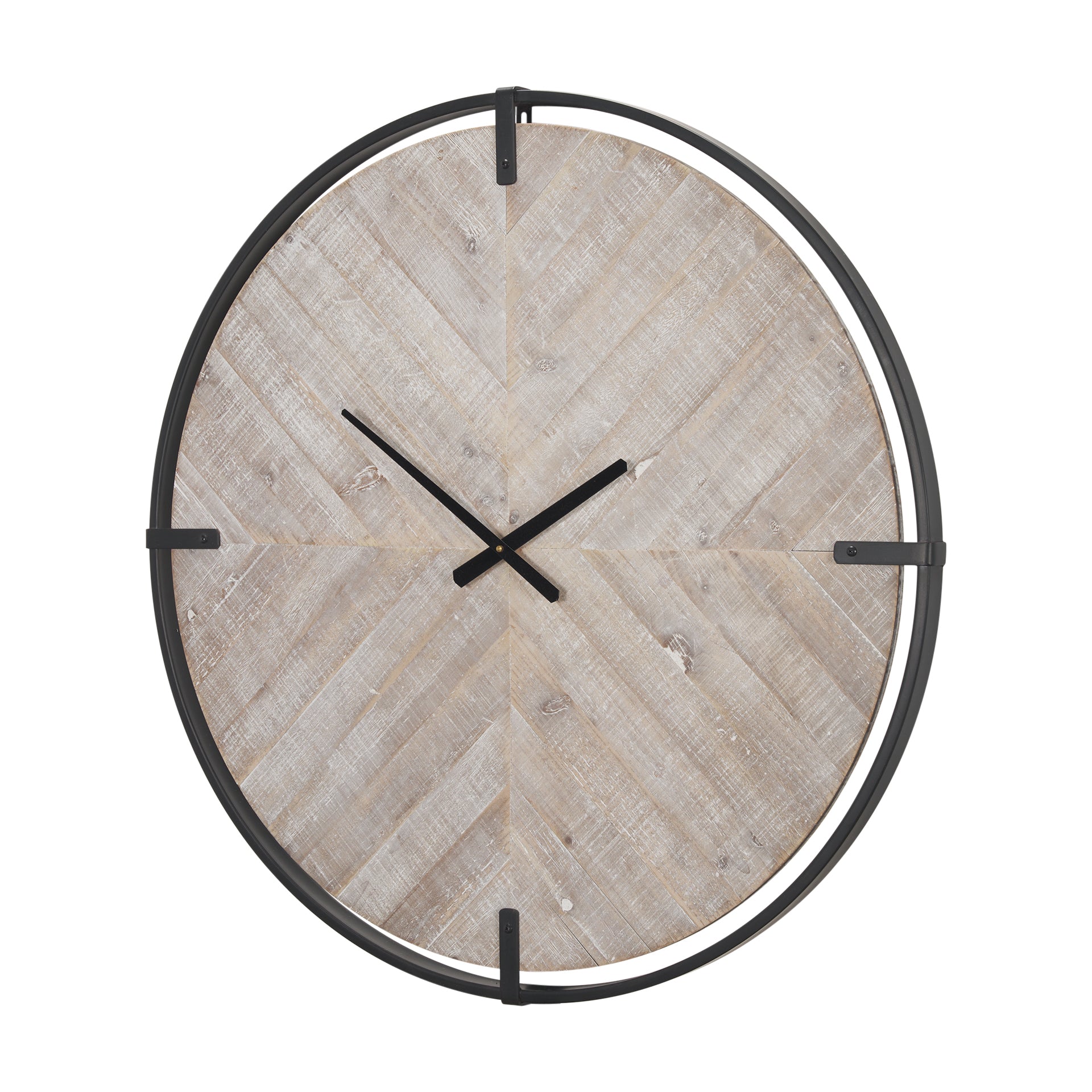 Rani Matte Black Metal w/ Wood Wall Clock - Central Designs