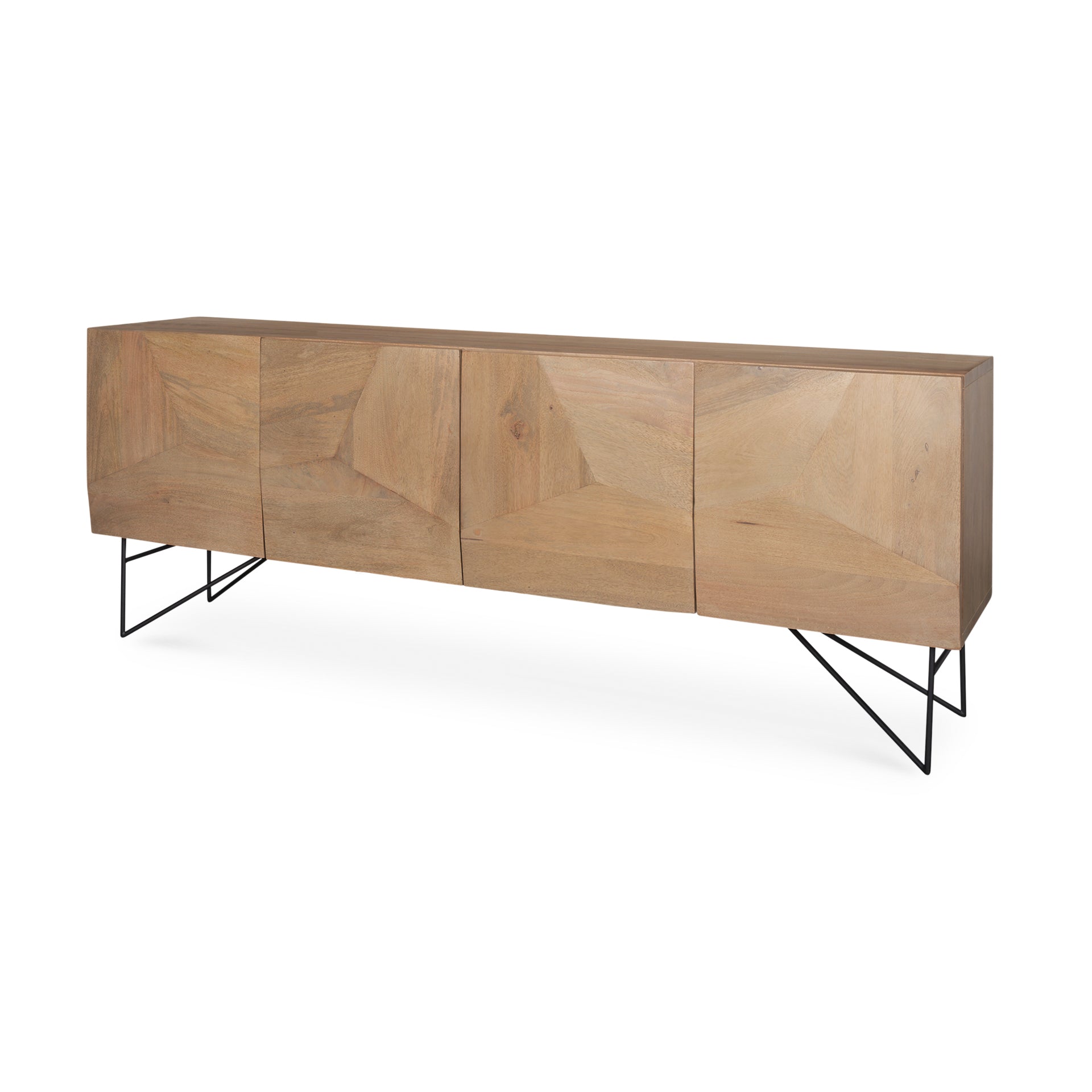 Darwin Light Brown Wooden 4 Door w/ 2 Shelves Sideboard - Central Designs
