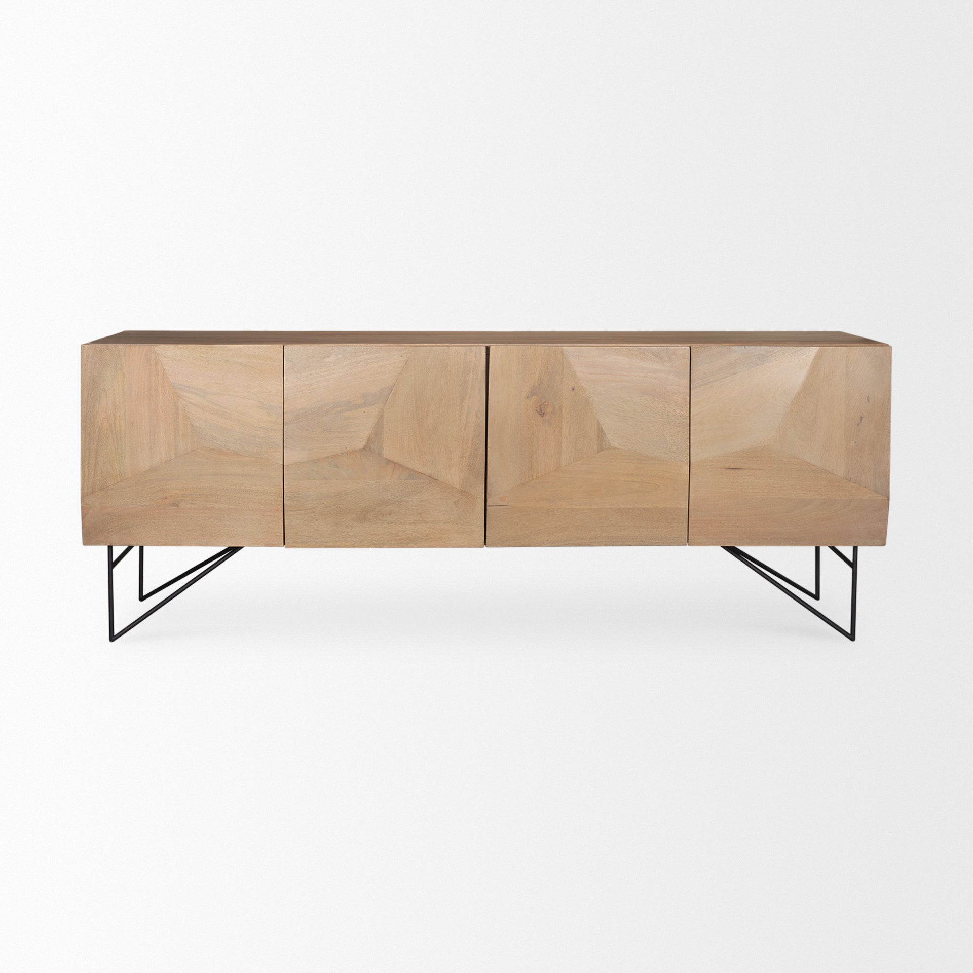 Darwin Light Brown Wooden 4 Door w/ 2 Shelves Sideboard - Central Designs