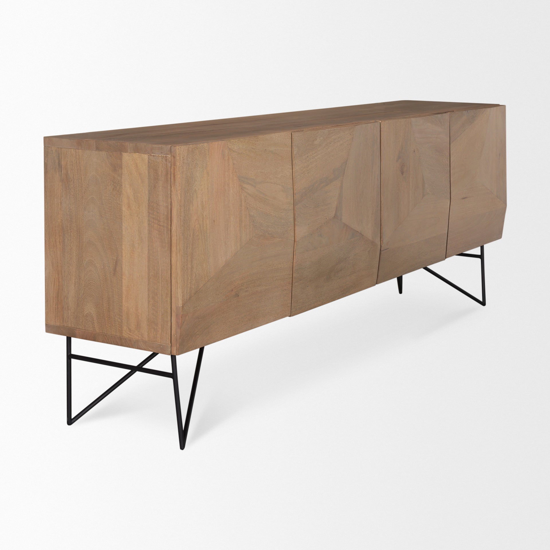 Darwin Light Brown Wooden 4 Door w/ 2 Shelves Sideboard - Central Designs