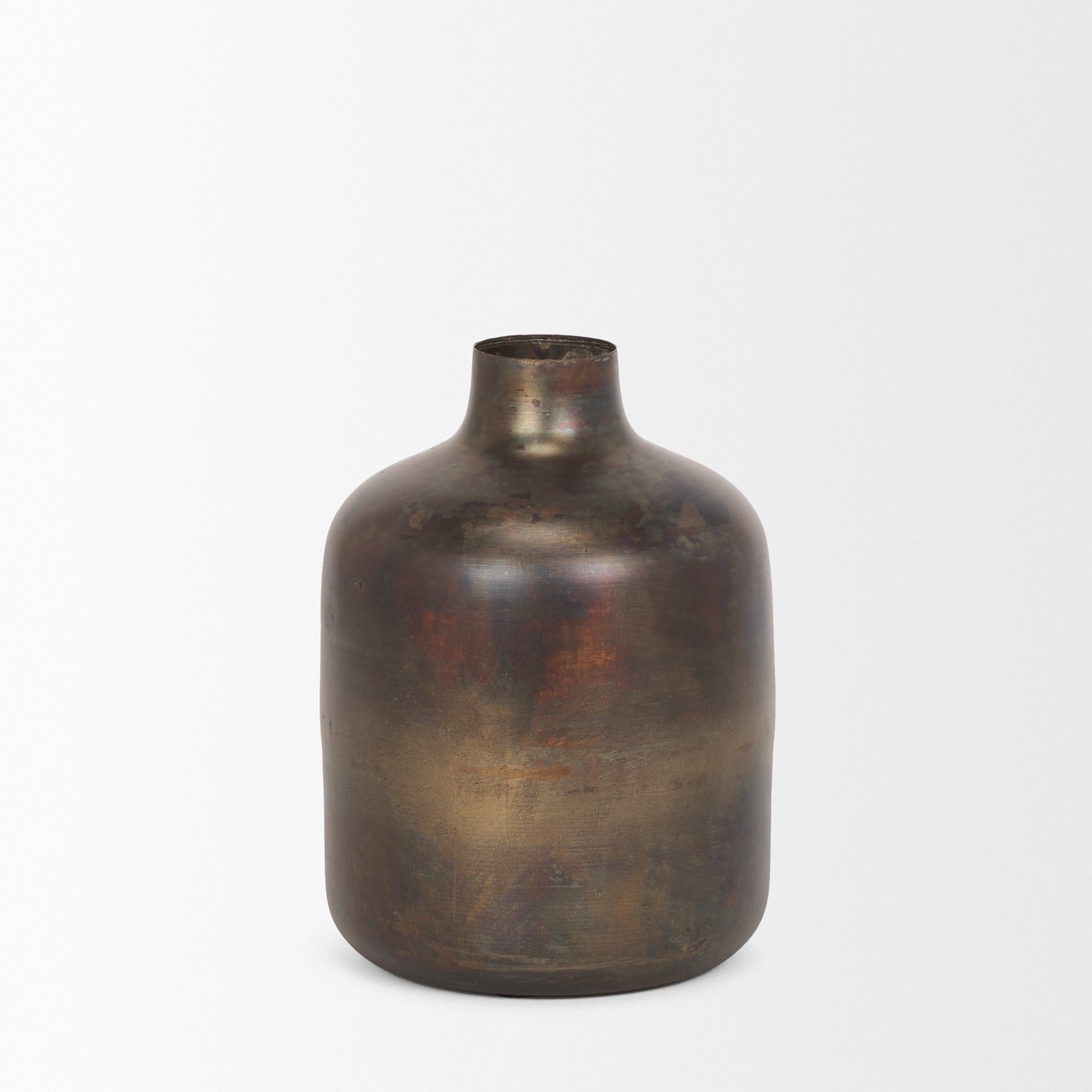 Daya Medium Antiqued Gold Metal Vase - Central Designs