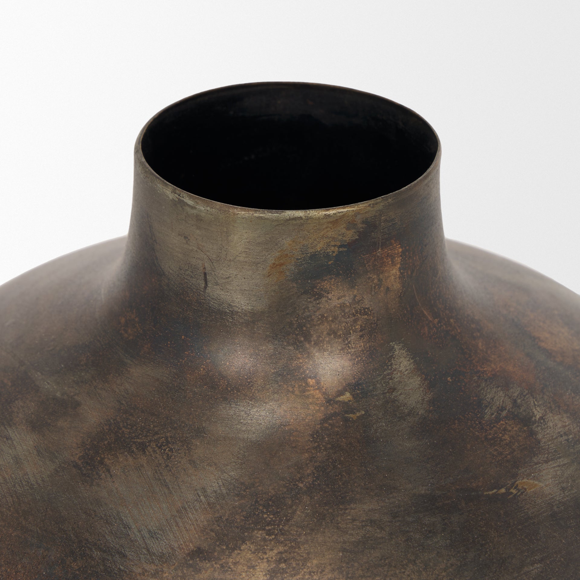 Daya Short Antiqued Gold Metal Vase - Central Designs