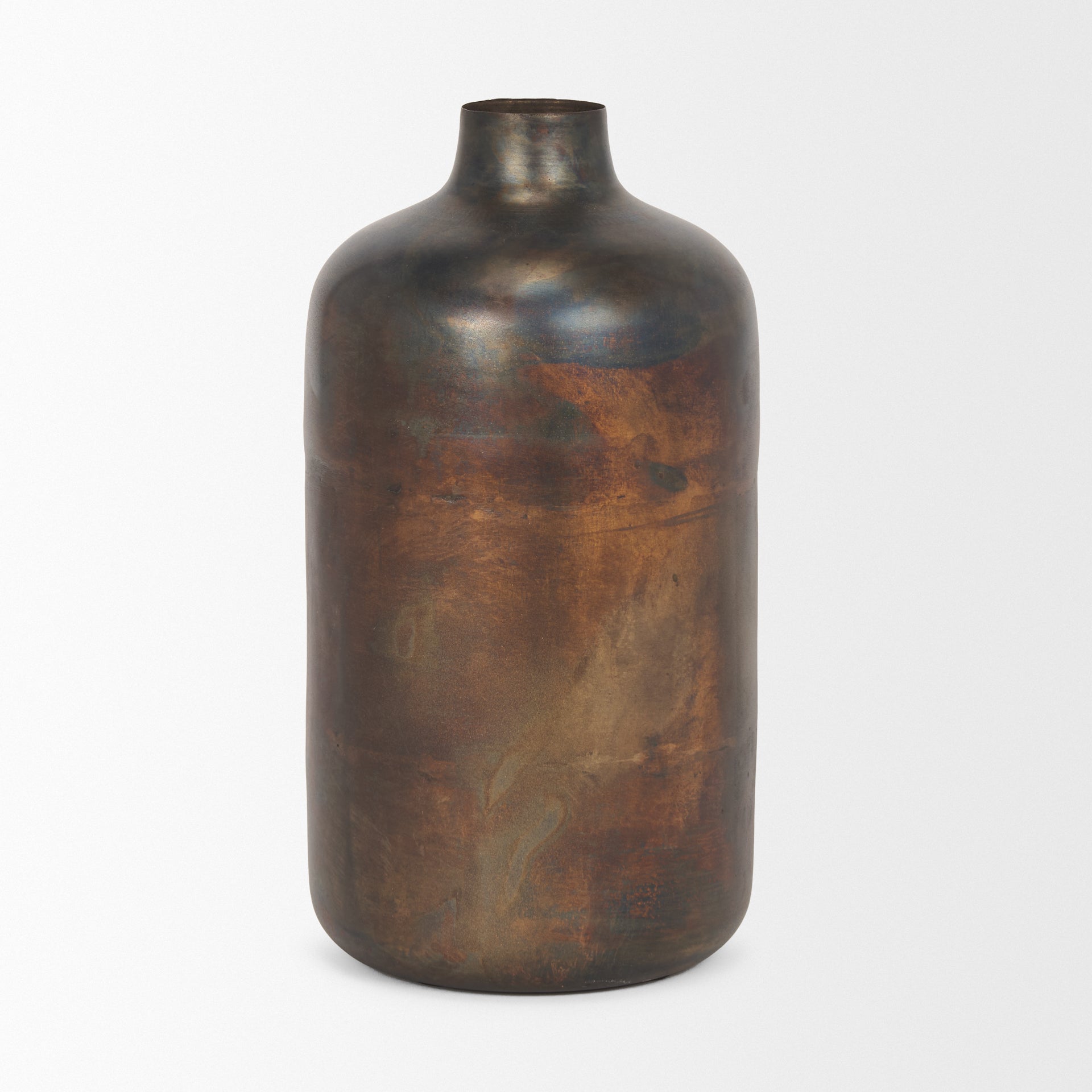 Daya Tall Antiqued Gold Metal Vase - Central Designs