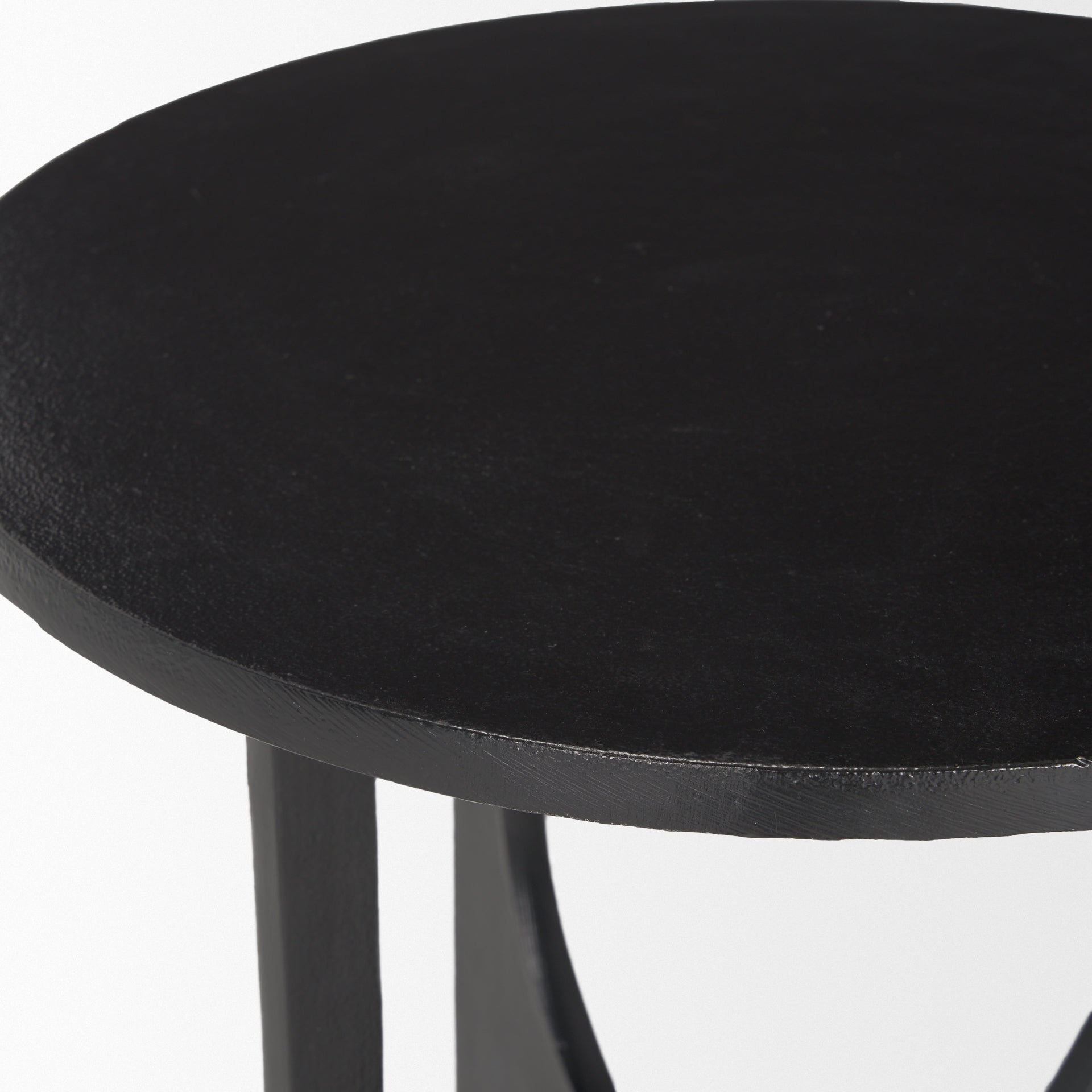 Sobi Textured Matte Black Round Metal Accent Table - Central Designs