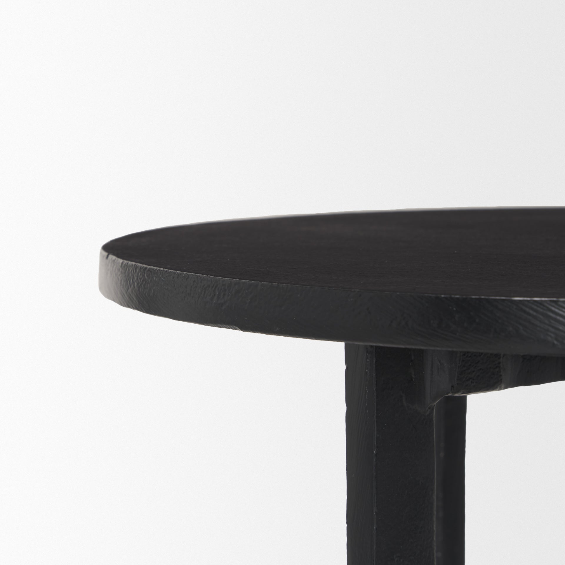 Sobi Textured Matte Black Round Metal Accent Table - Central Designs