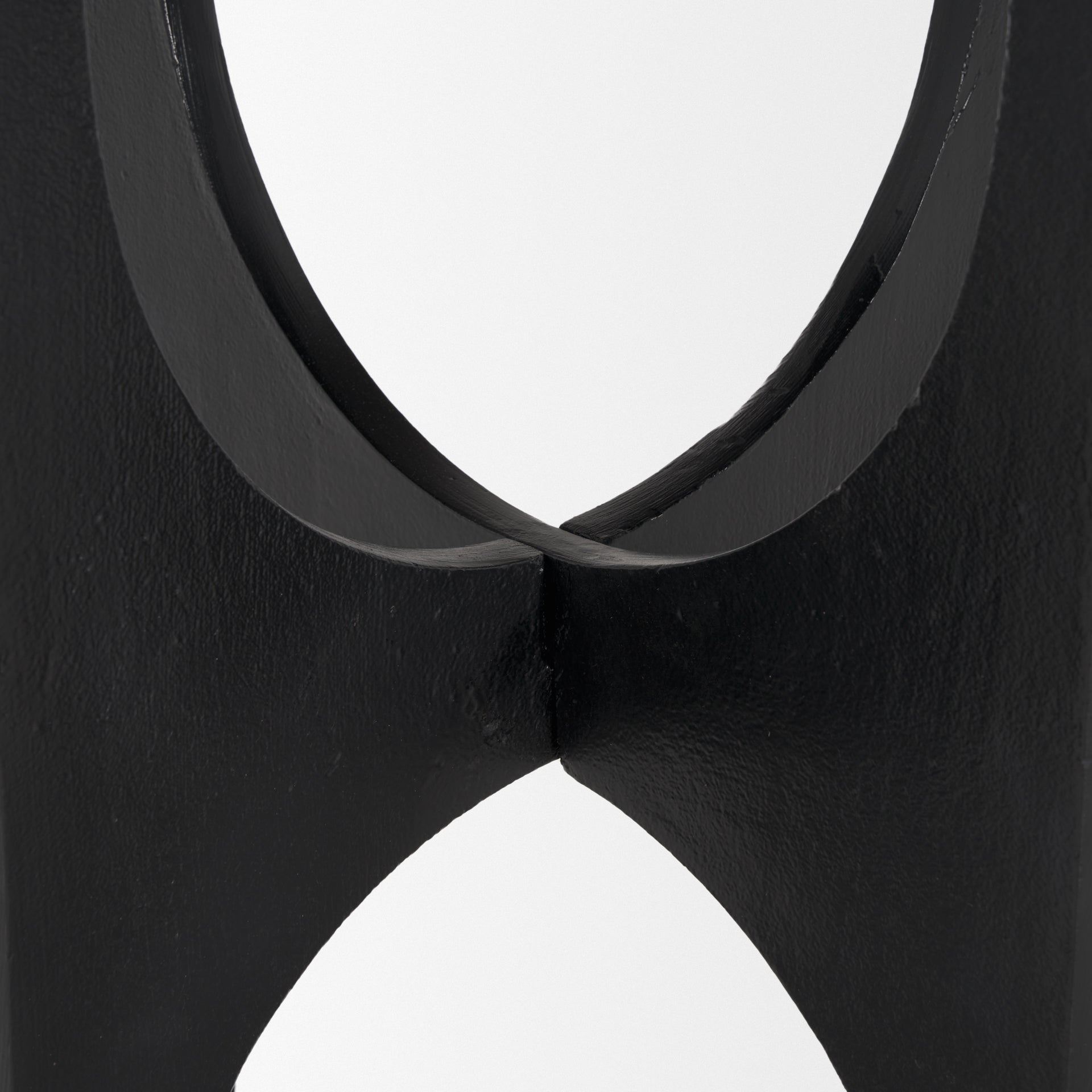 Sobi Textured Matte Black Round Metal Accent Table - Central Designs