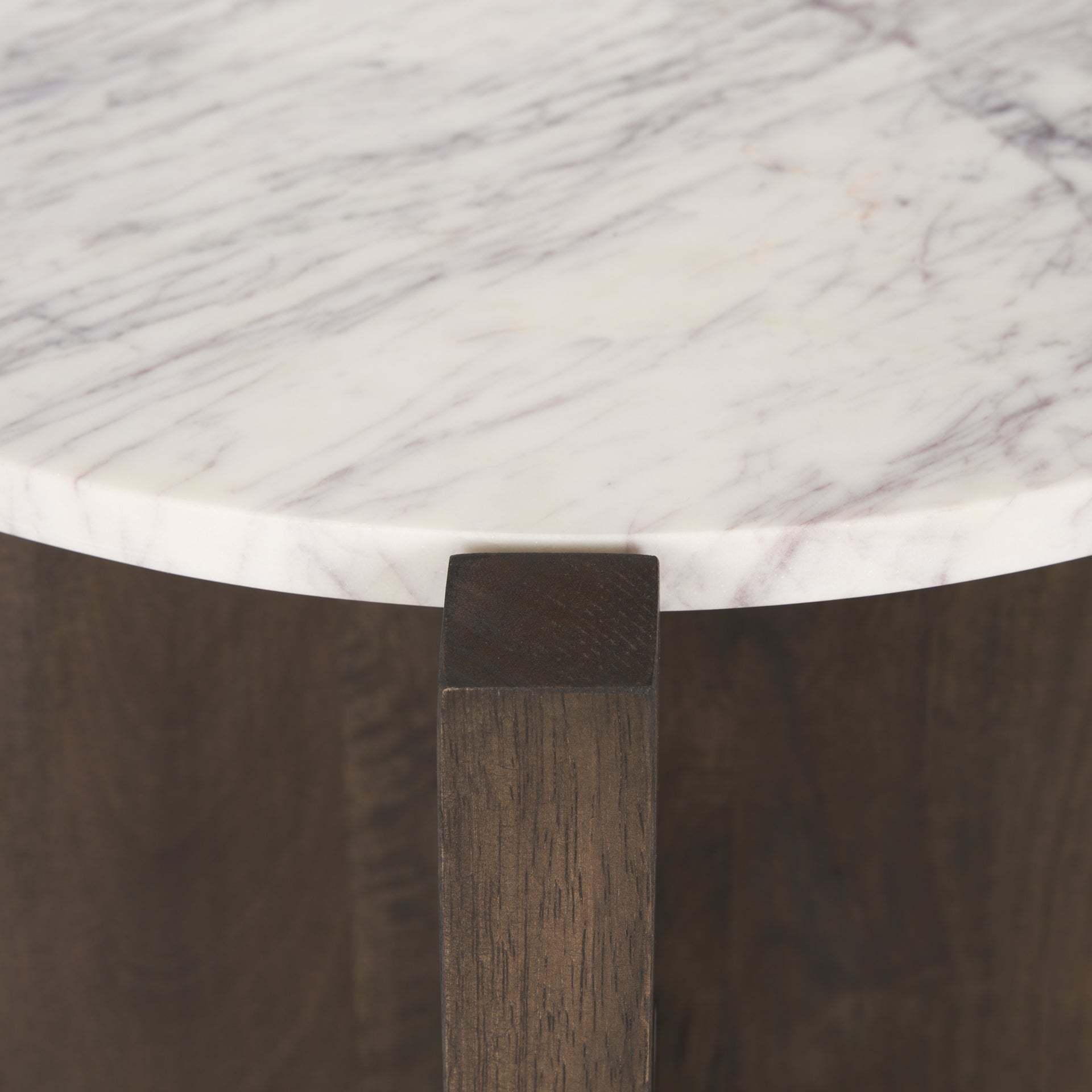 Bianca Dark Brown Wood w/ Marble Round Accent Table - Central Designs