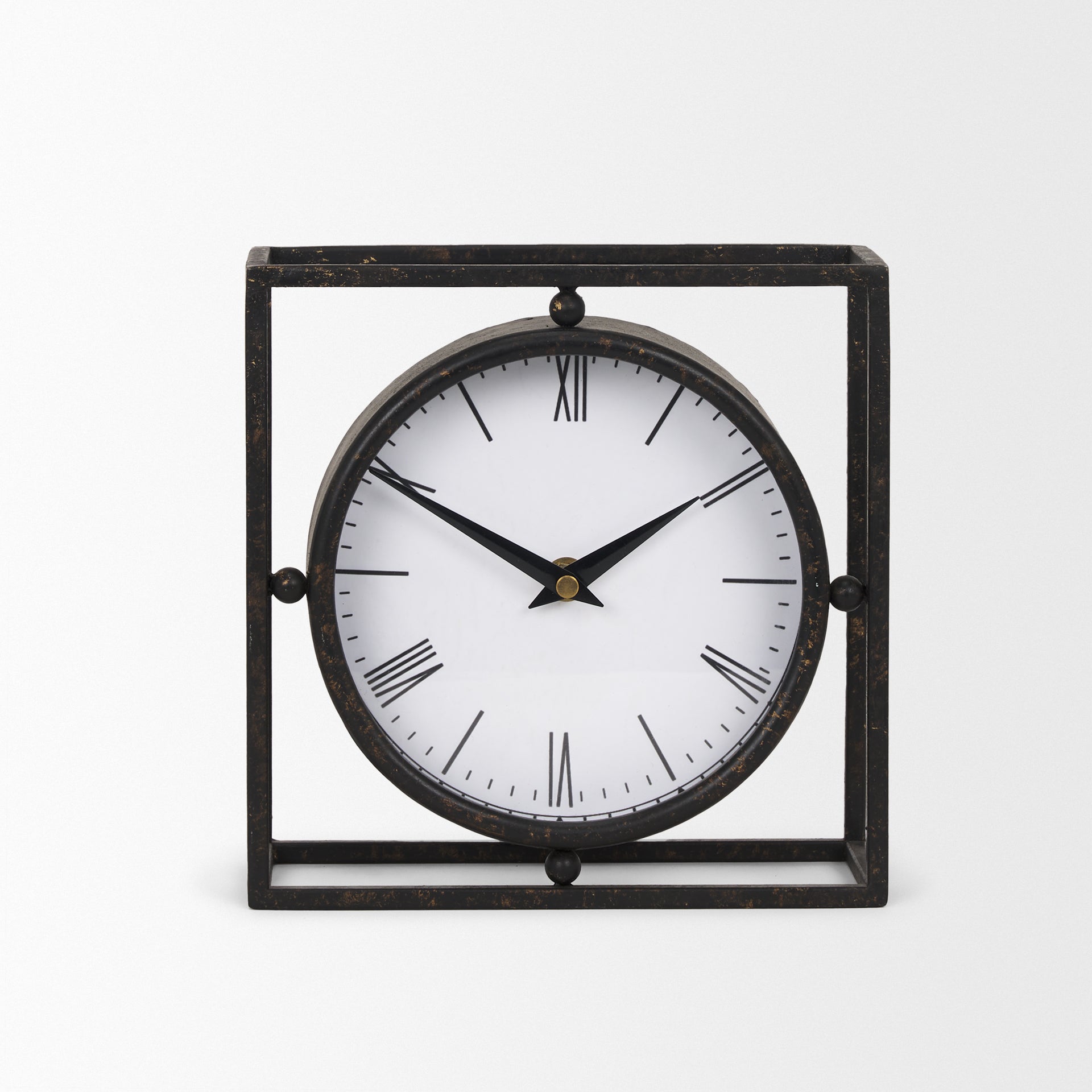 Raisa Black w/ Gold Antiquing Metal Table Clock - Central Designs