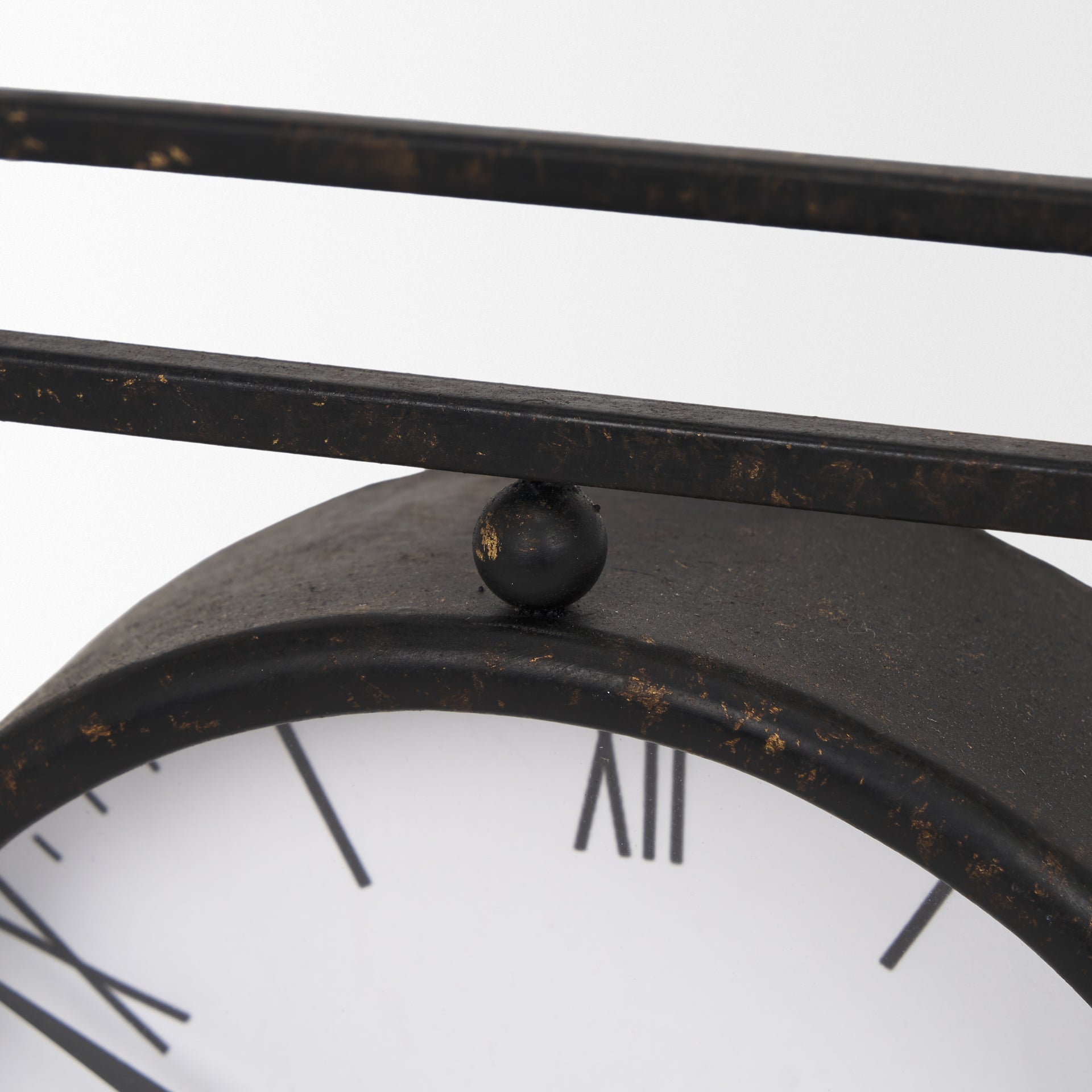 Raisa Black w/ Gold Antiquing Metal Table Clock - Central Designs