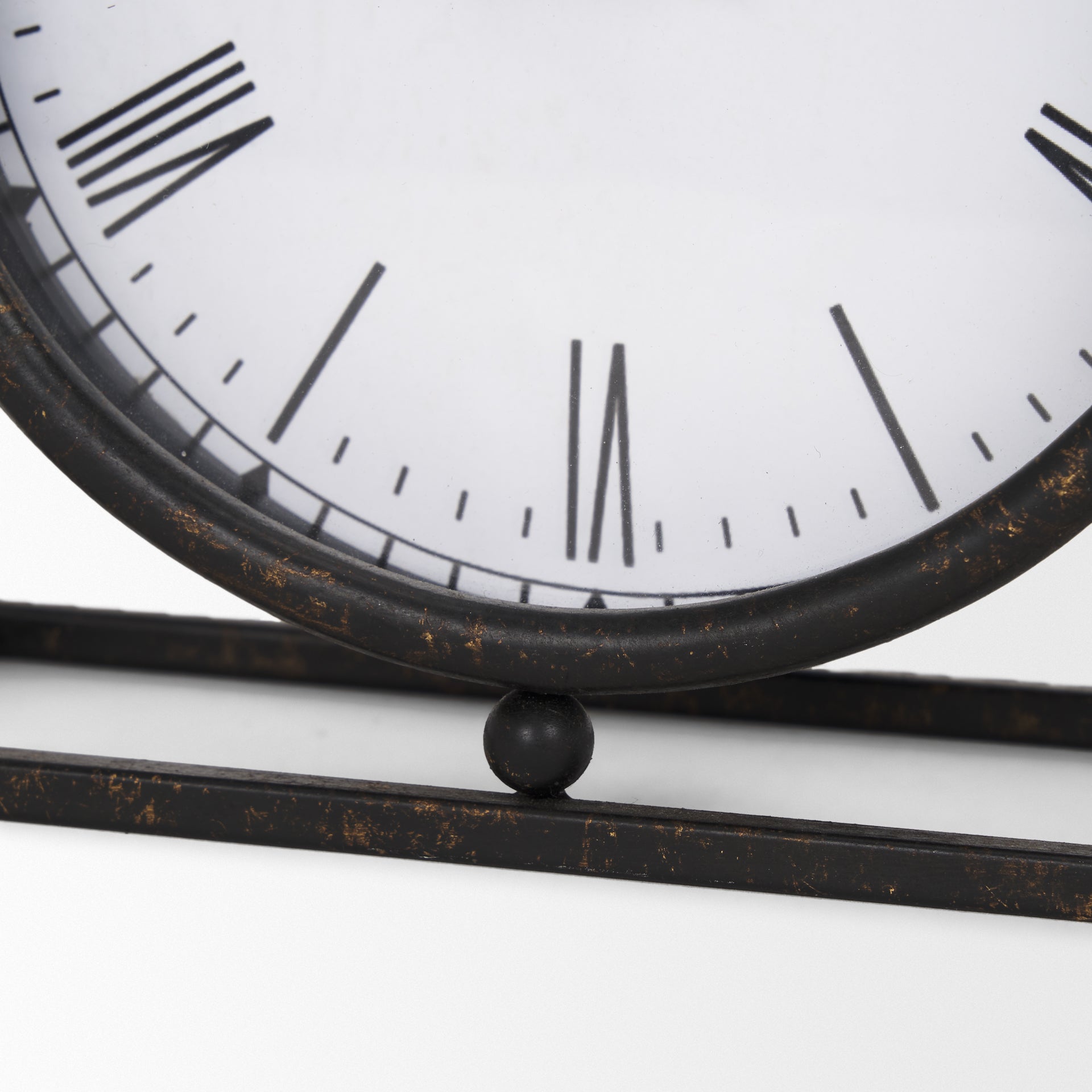 Raisa Black w/ Gold Antiquing Metal Table Clock - Central Designs