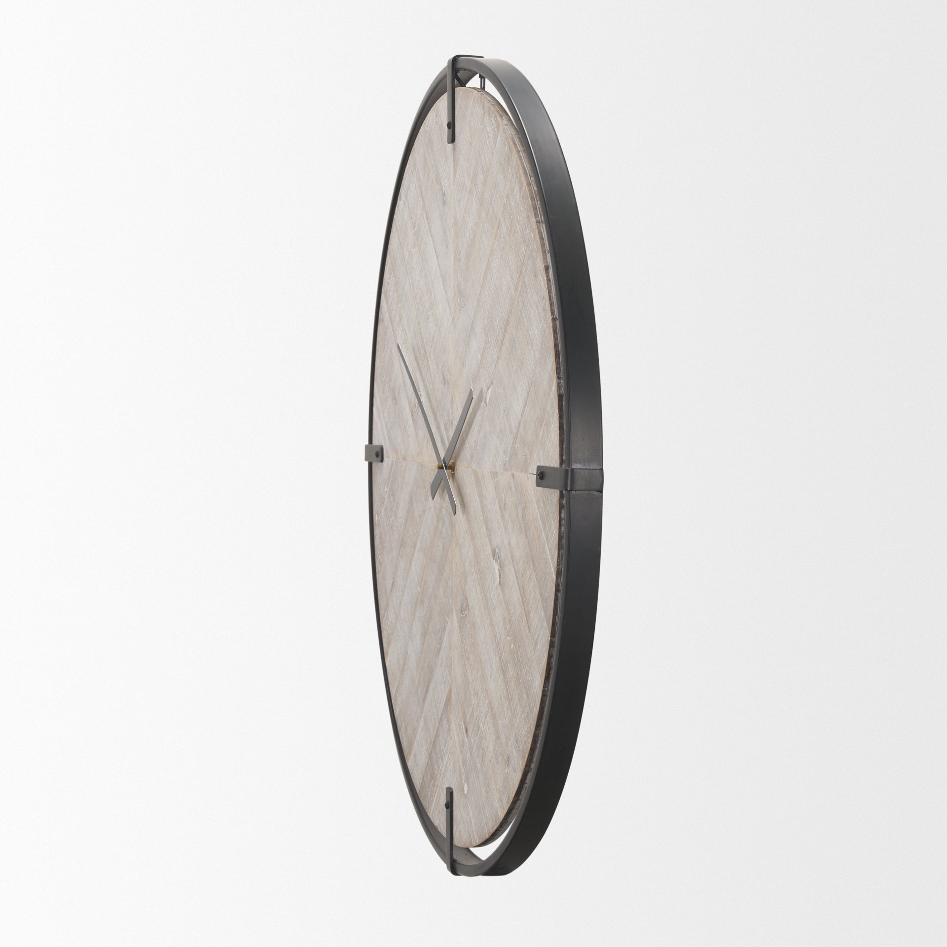 Rani Matte Black Metal w/ Wood Wall Clock - Central Designs