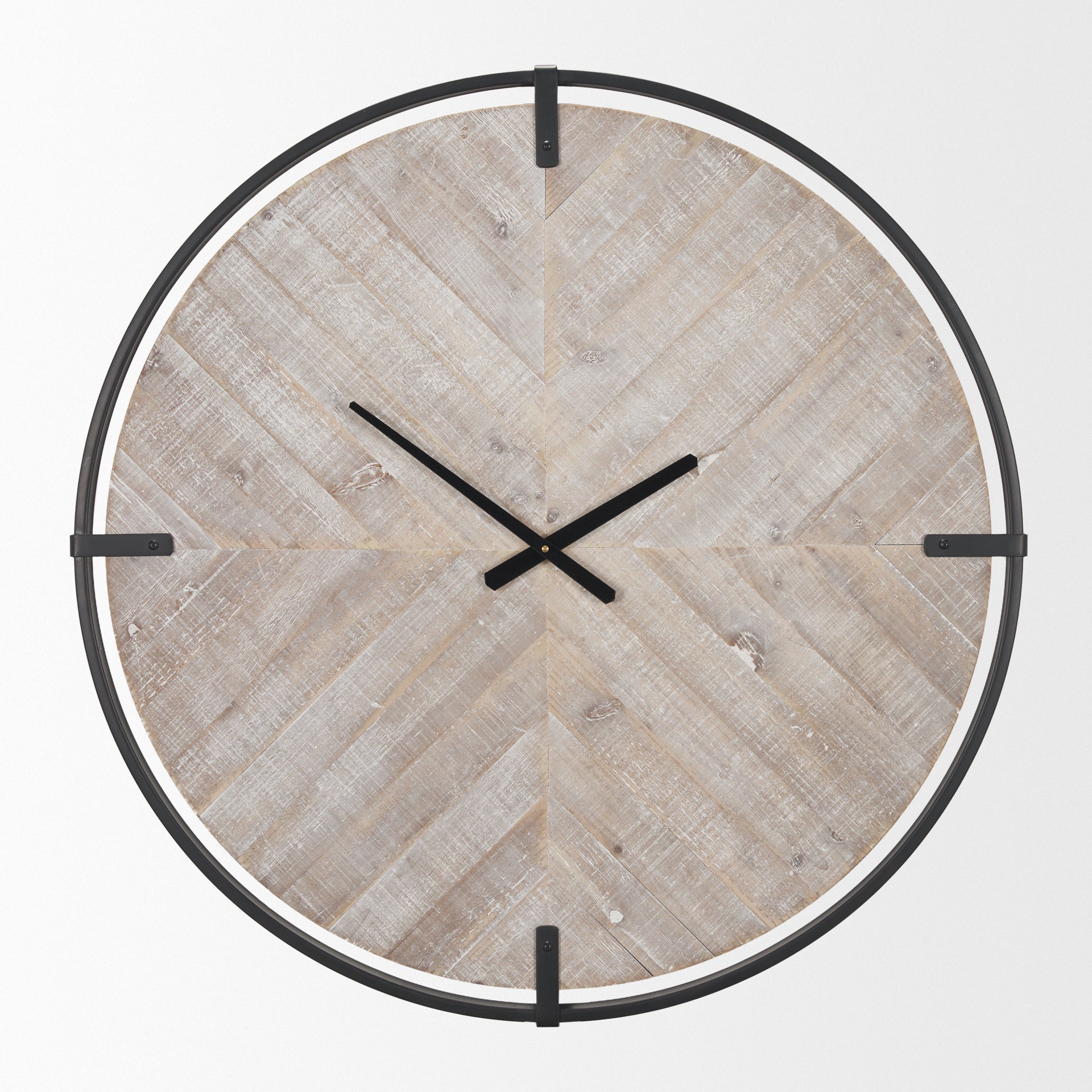 Rani Matte Black Metal w/ Wood Wall Clock - Central Designs