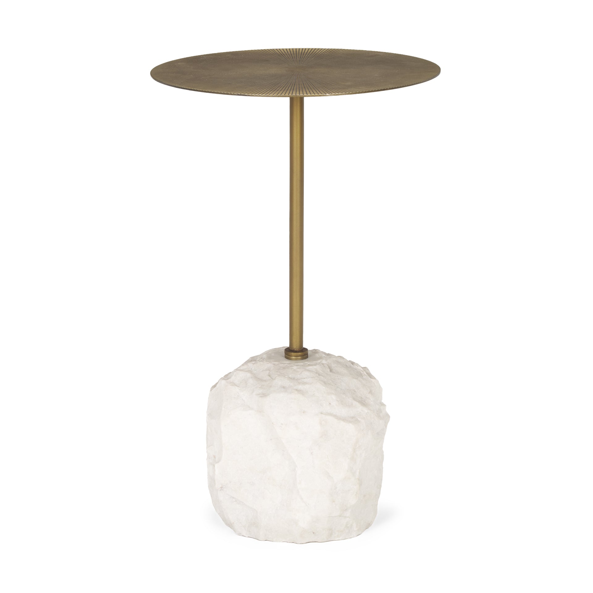 Rini Gold Metal and White Marble Accent Table - Central Designs