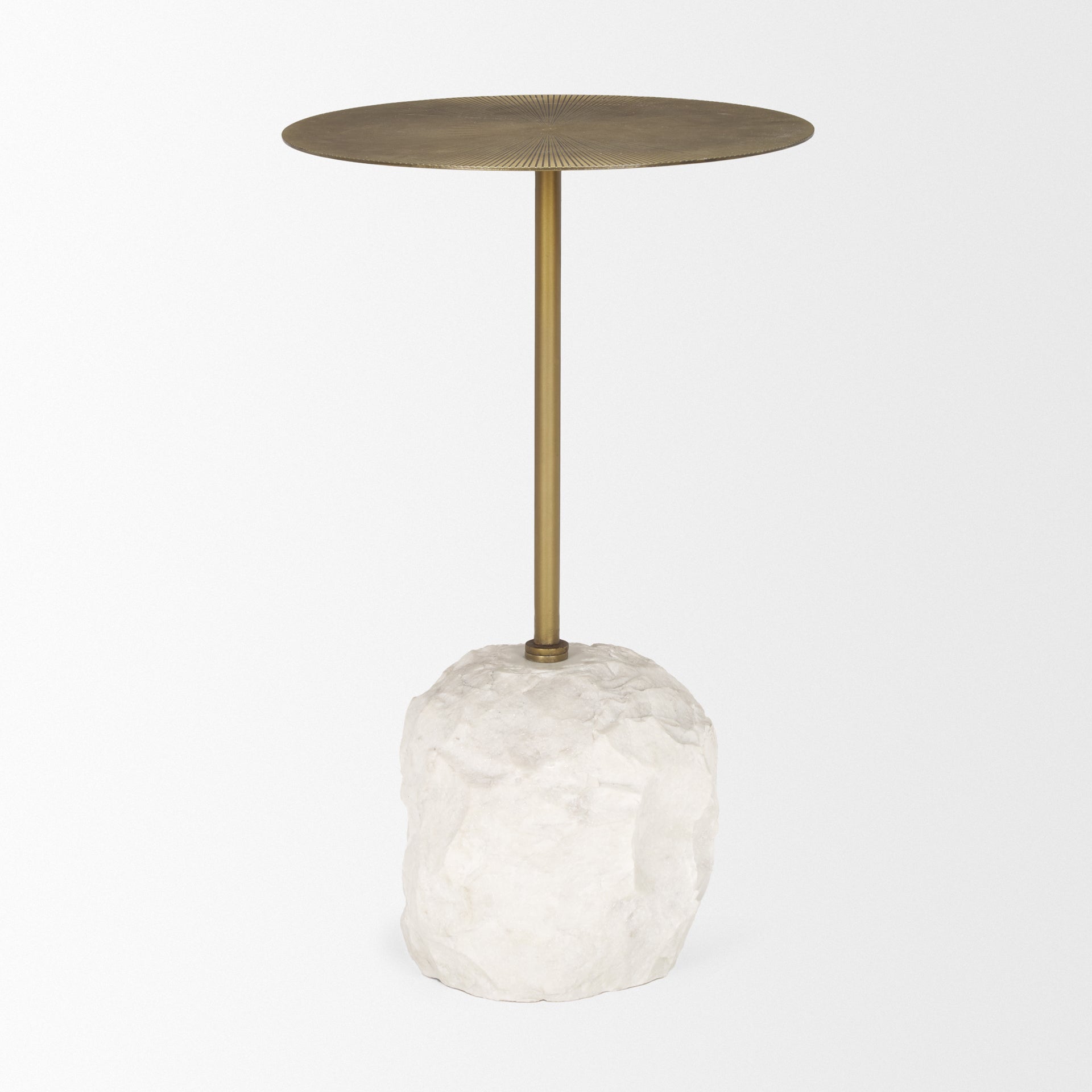 Rini Gold Metal and White Marble Accent Table - Central Designs