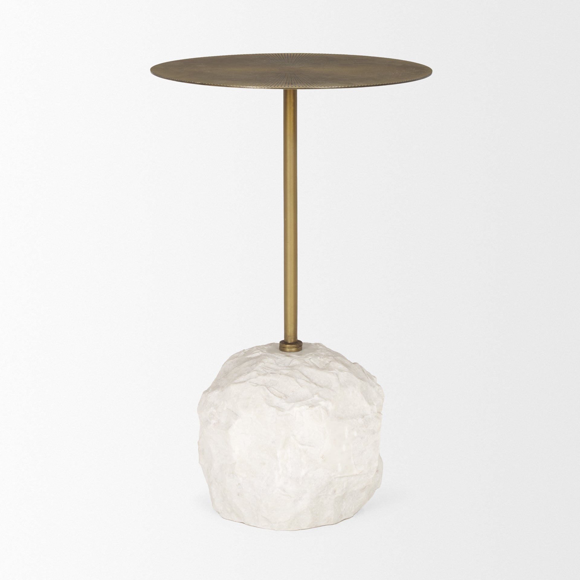 Rini Gold Metal and White Marble Accent Table - Central Designs