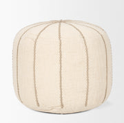 Sachi Beige w/ Stitching Pouf - Central Designs