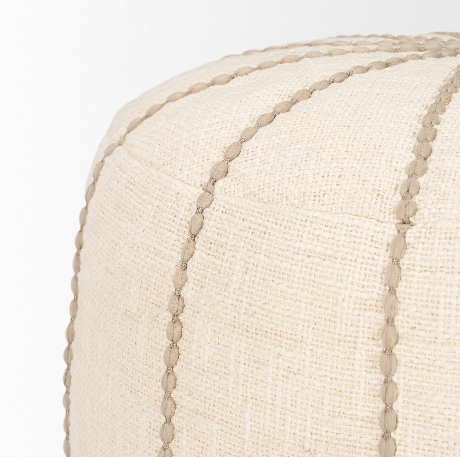 Sachi Beige w/ Stitching Pouf - Central Designs