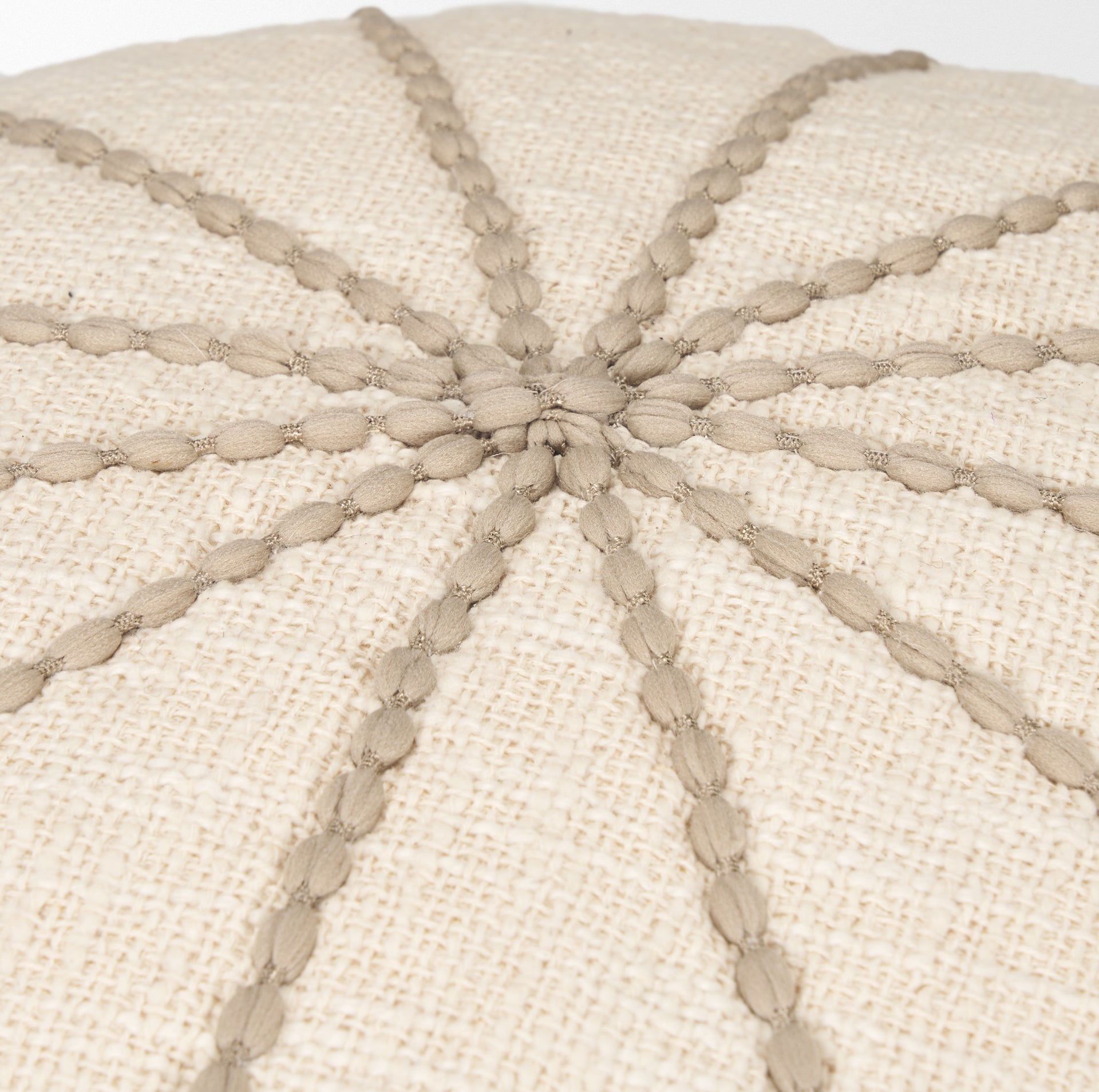 Sachi Beige w/ Stitching Pouf - Central Designs