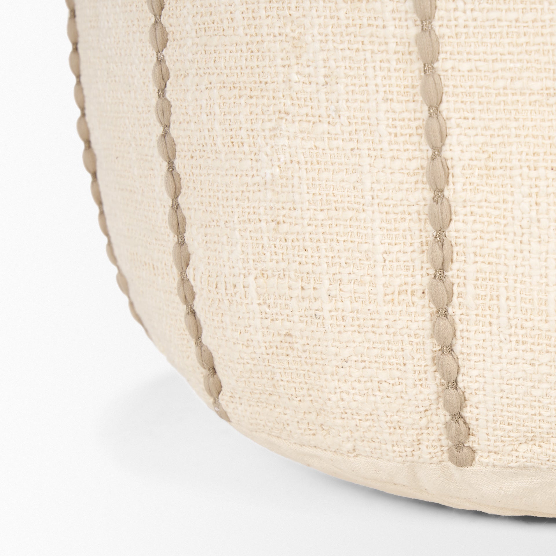 Sachi Beige w/ Stitching Pouf - Central Designs