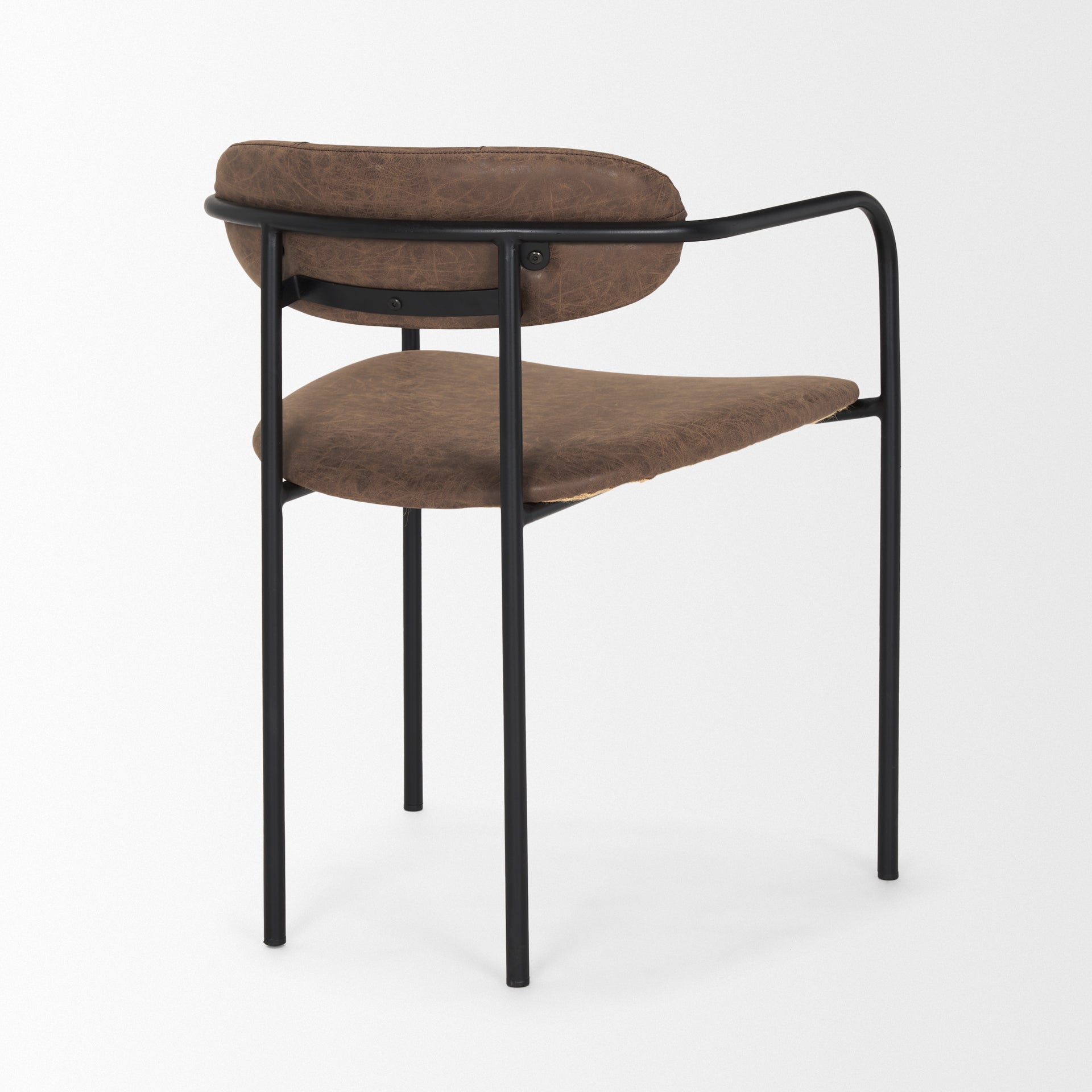 Parker Muted Brown Faux Leather w/ Black Metal Dining Chair - Central Designs