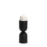 Qamra Short Black Metal Pillar Candle Holder - Central Designs