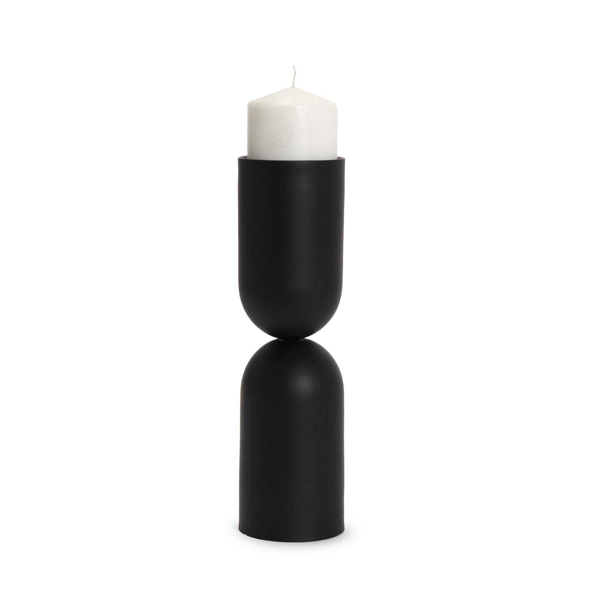Qamra Tall Black Metal Pillar Candle Holder - Central Designs