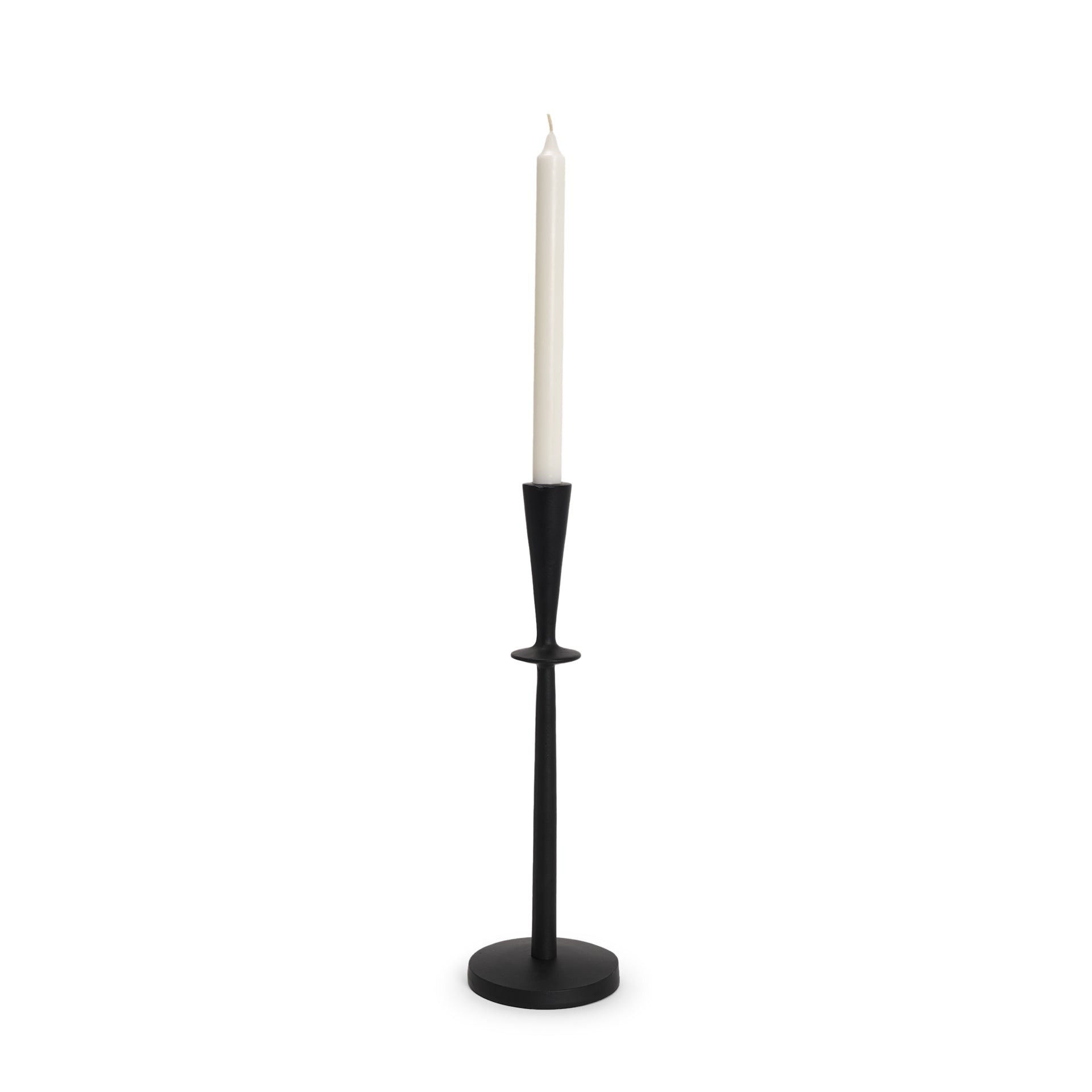 Qwin Matte Black Cast Aluminum Tall Candle Holder - Central Designs