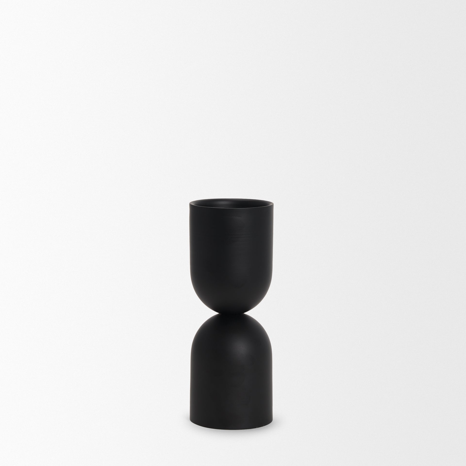 Qamra Short Black Metal Pillar Candle Holder - Central Designs