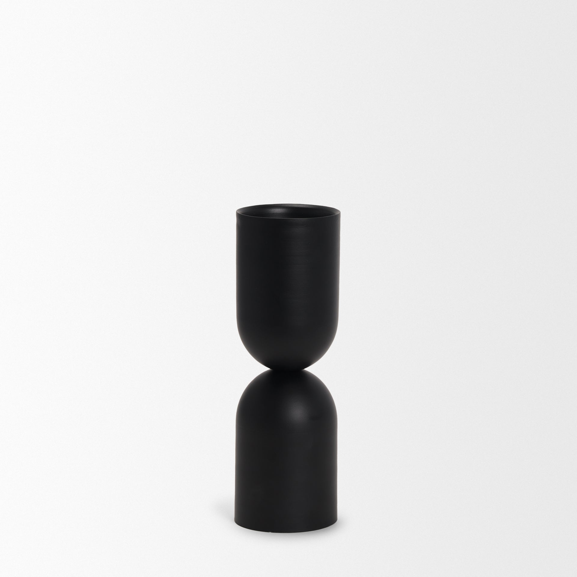 Qamra Medium Black Metal Pillar Candle Holder - Central Designs