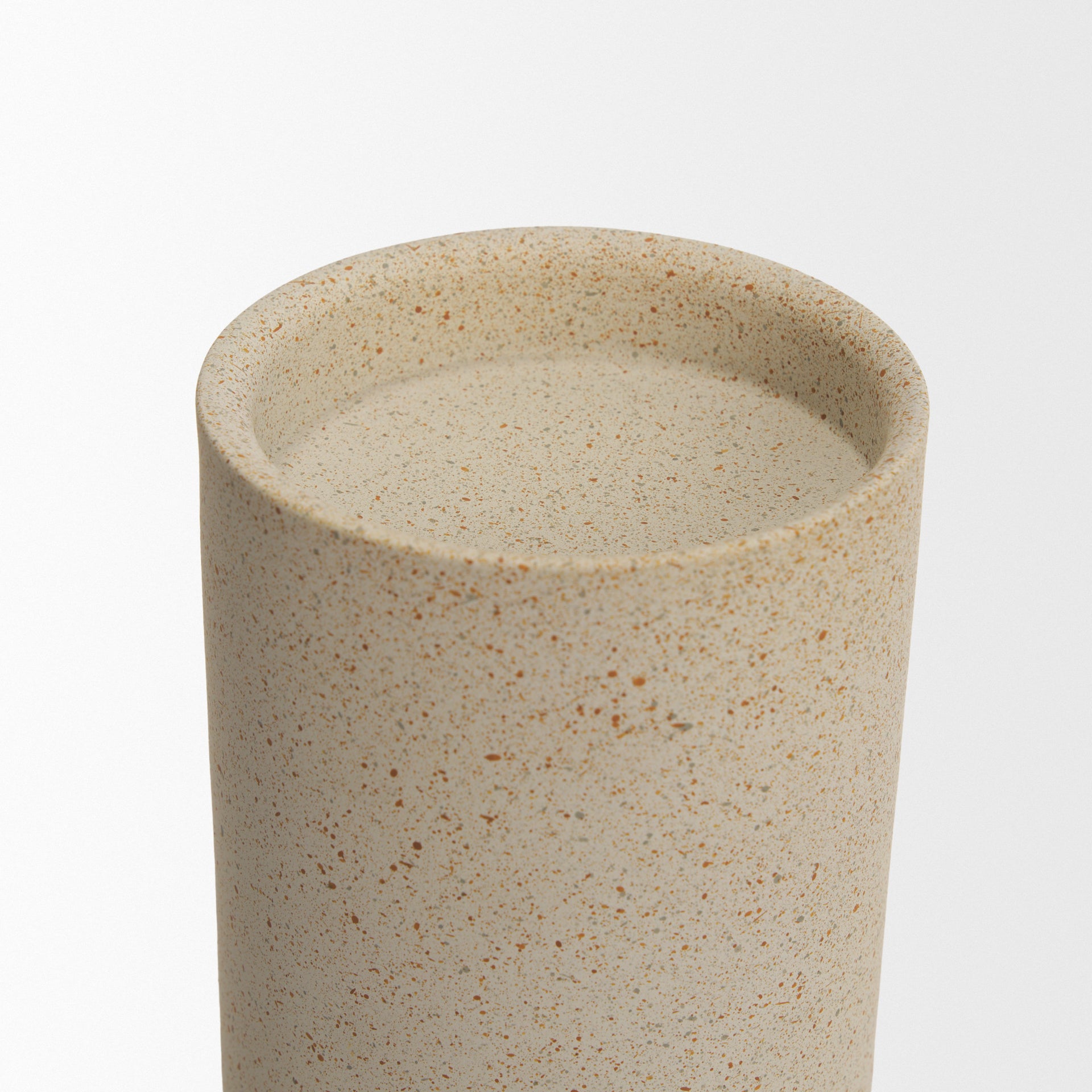 Qamra Short Beige Textured Metal Pillar Candle Holder - Central Designs
