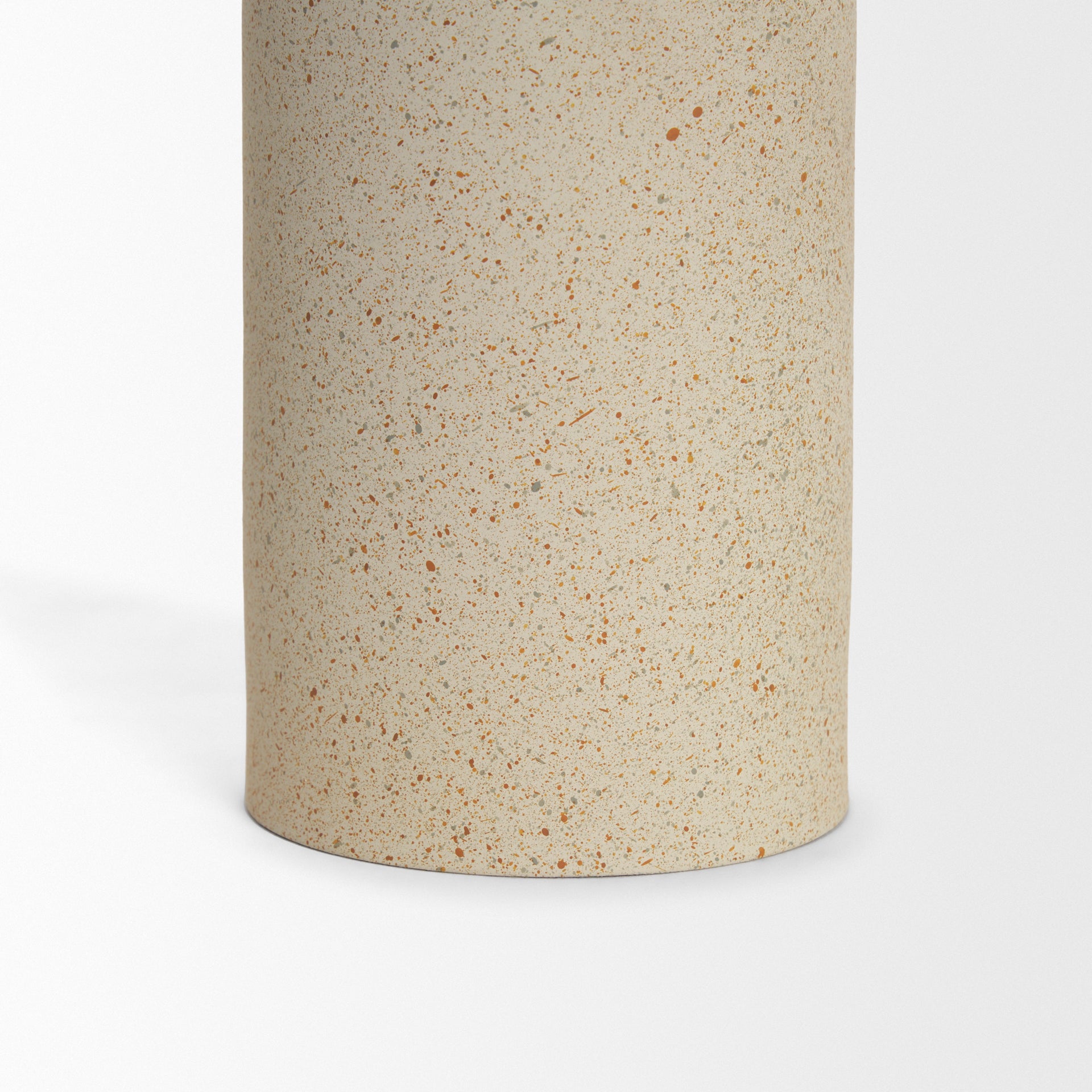 Qamra Short Beige Textured Metal Pillar Candle Holder - Central Designs