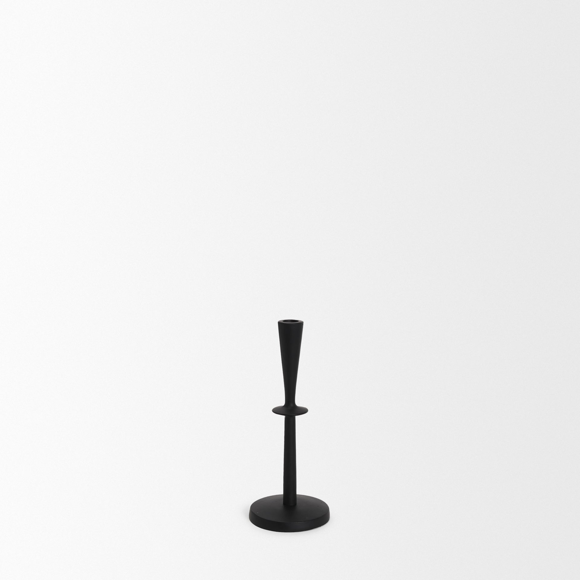 Qwin Matte Black Cast Aluminum Short Candle Holder - Central Designs