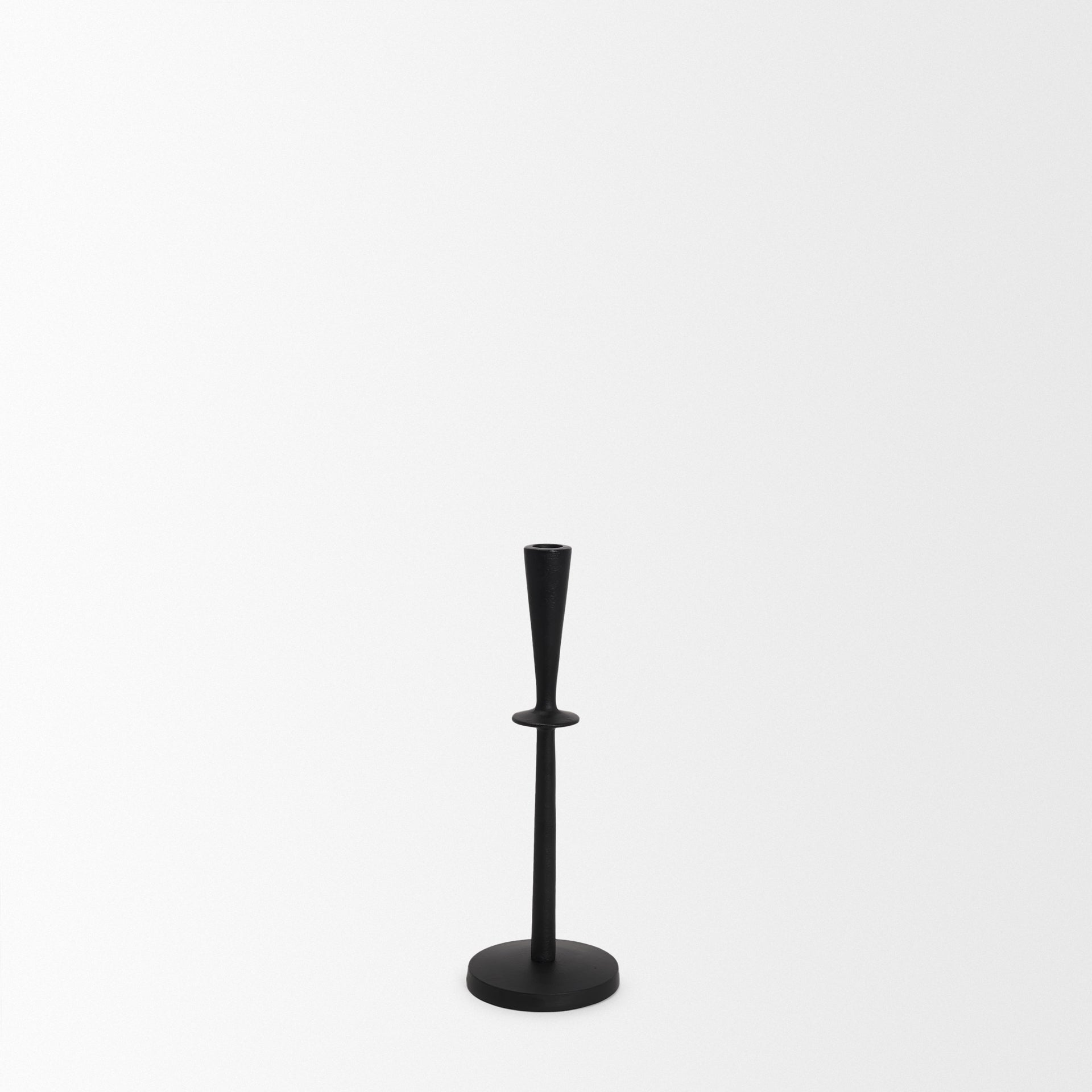 Qwin Matte Black Cast Aluminum Medium Candle Holder - Central Designs