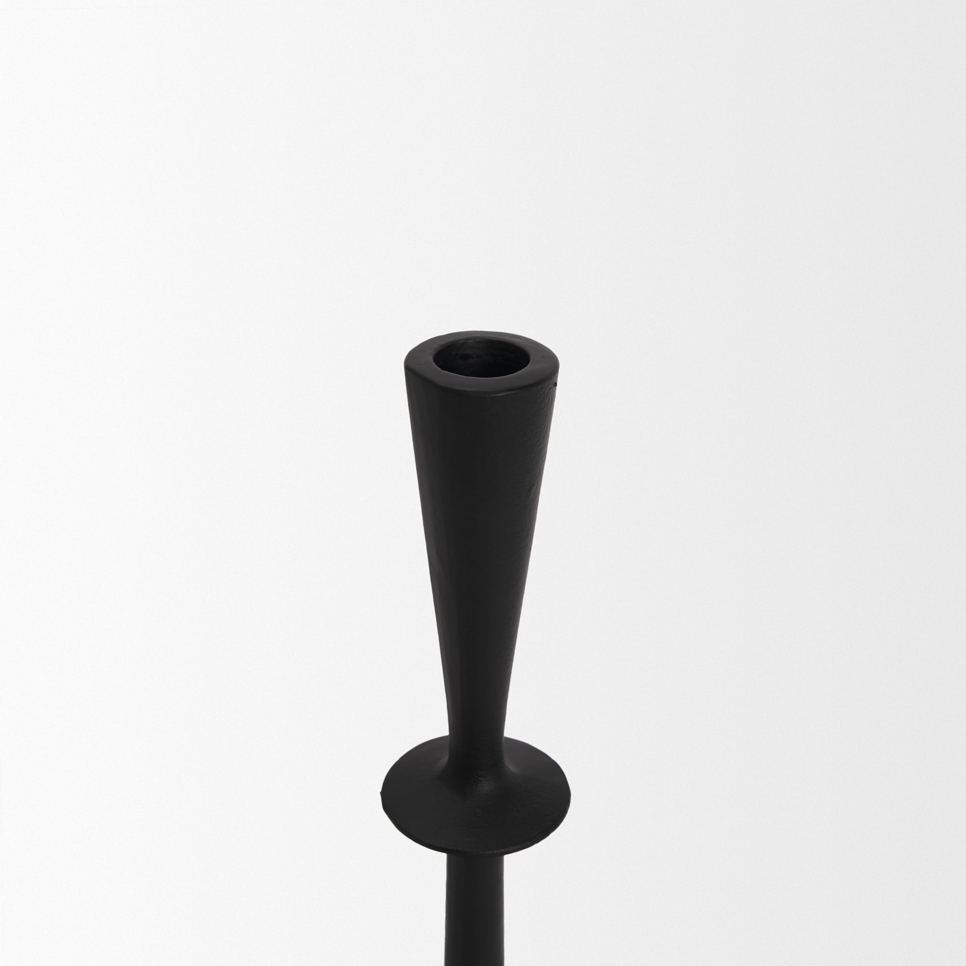 Qwin Matte Black Cast Aluminum Medium Candle Holder - Central Designs