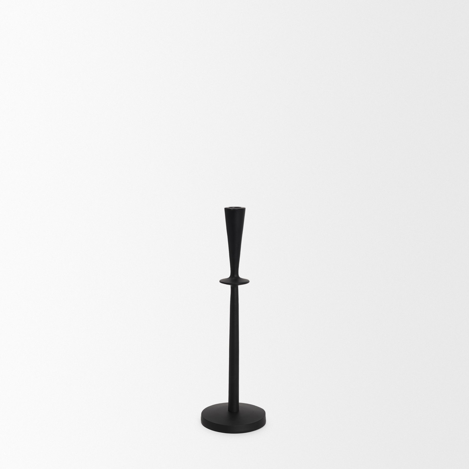 Qwin Matte Black Cast Aluminum Tall Candle Holder - Central Designs