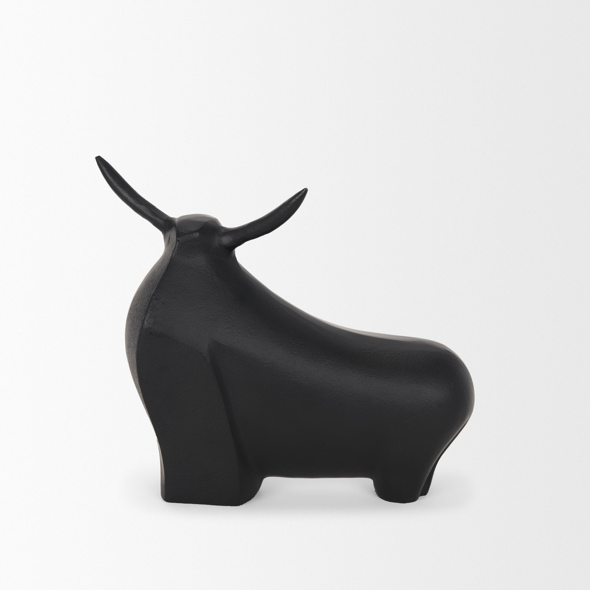 Radu Large Matte Black Metal Bull Decorative Object - Central Designs