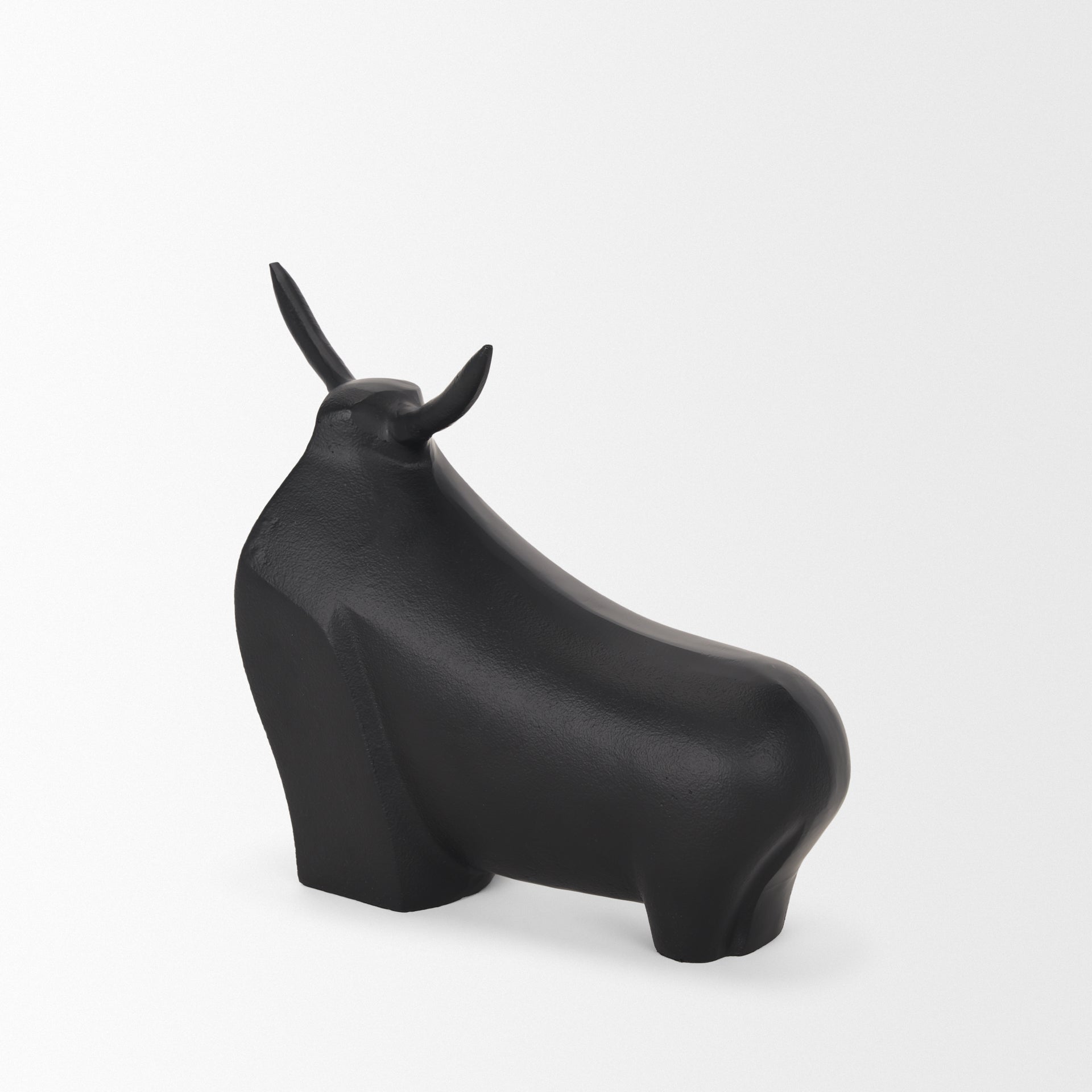 Radu Large Matte Black Metal Bull Decorative Object - Central Designs
