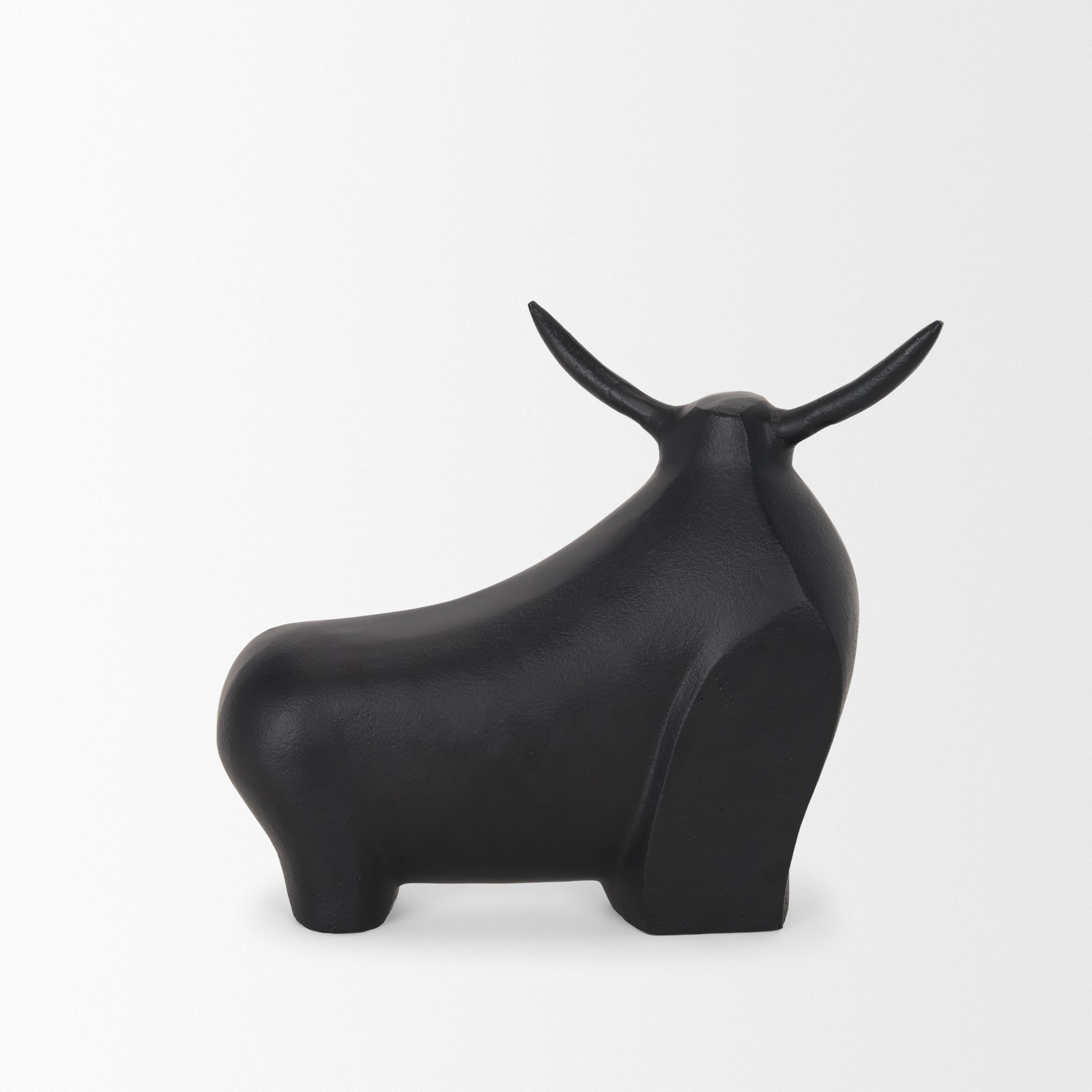 Radu Large Matte Black Metal Bull Decorative Object - Central Designs