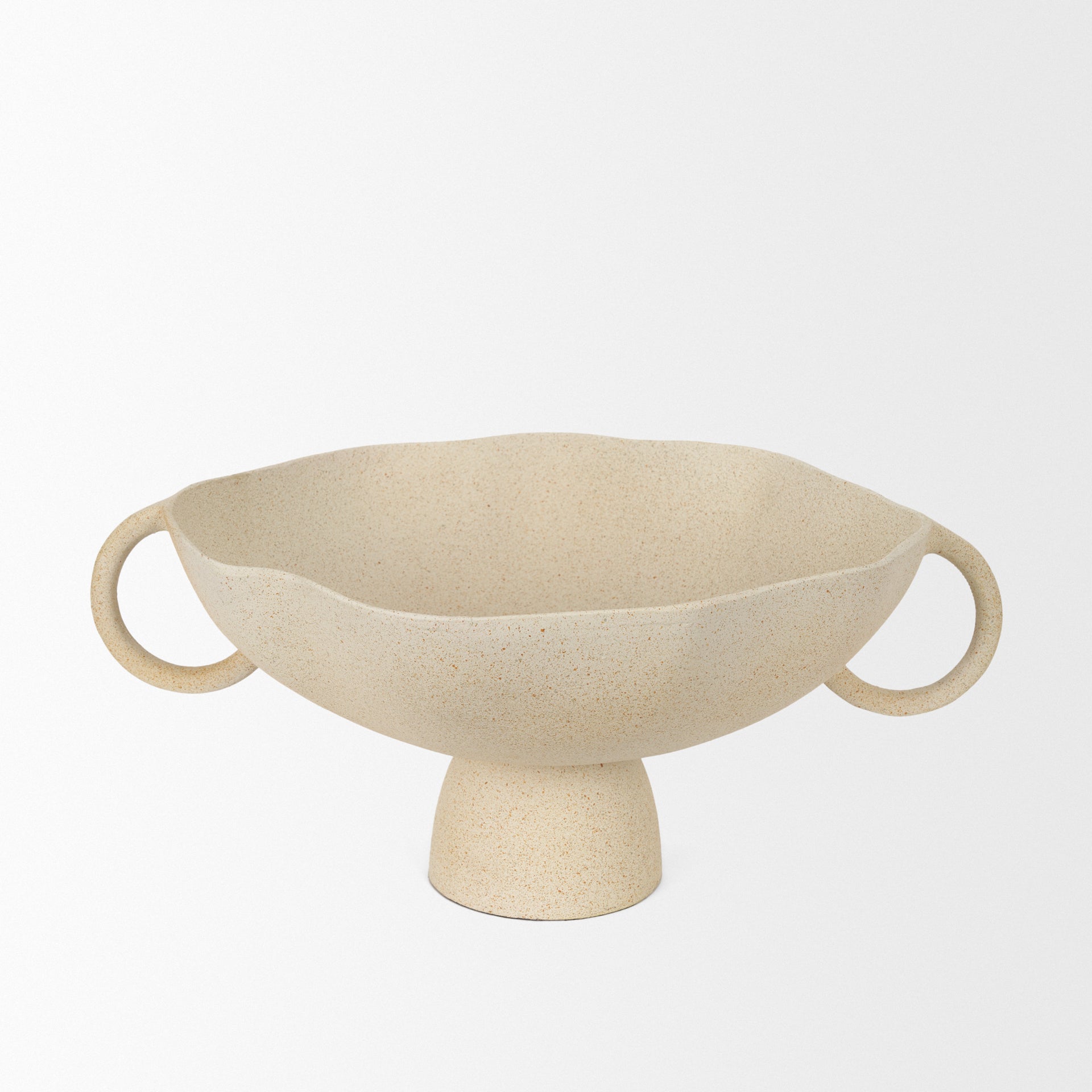 Radka Beige Textured Large Metal Decorative Bowl