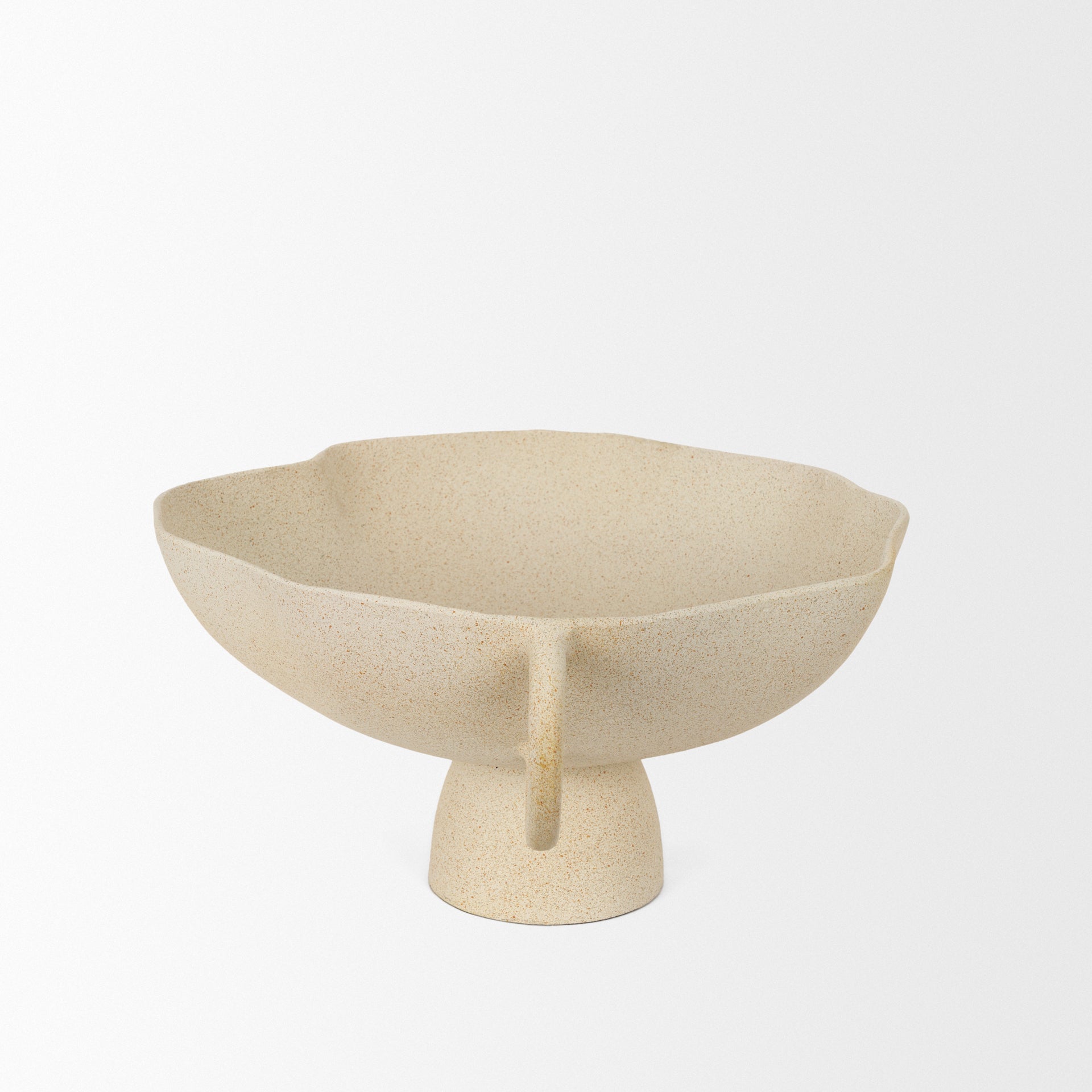 Radka Beige Textured Large Metal Decorative Bowl