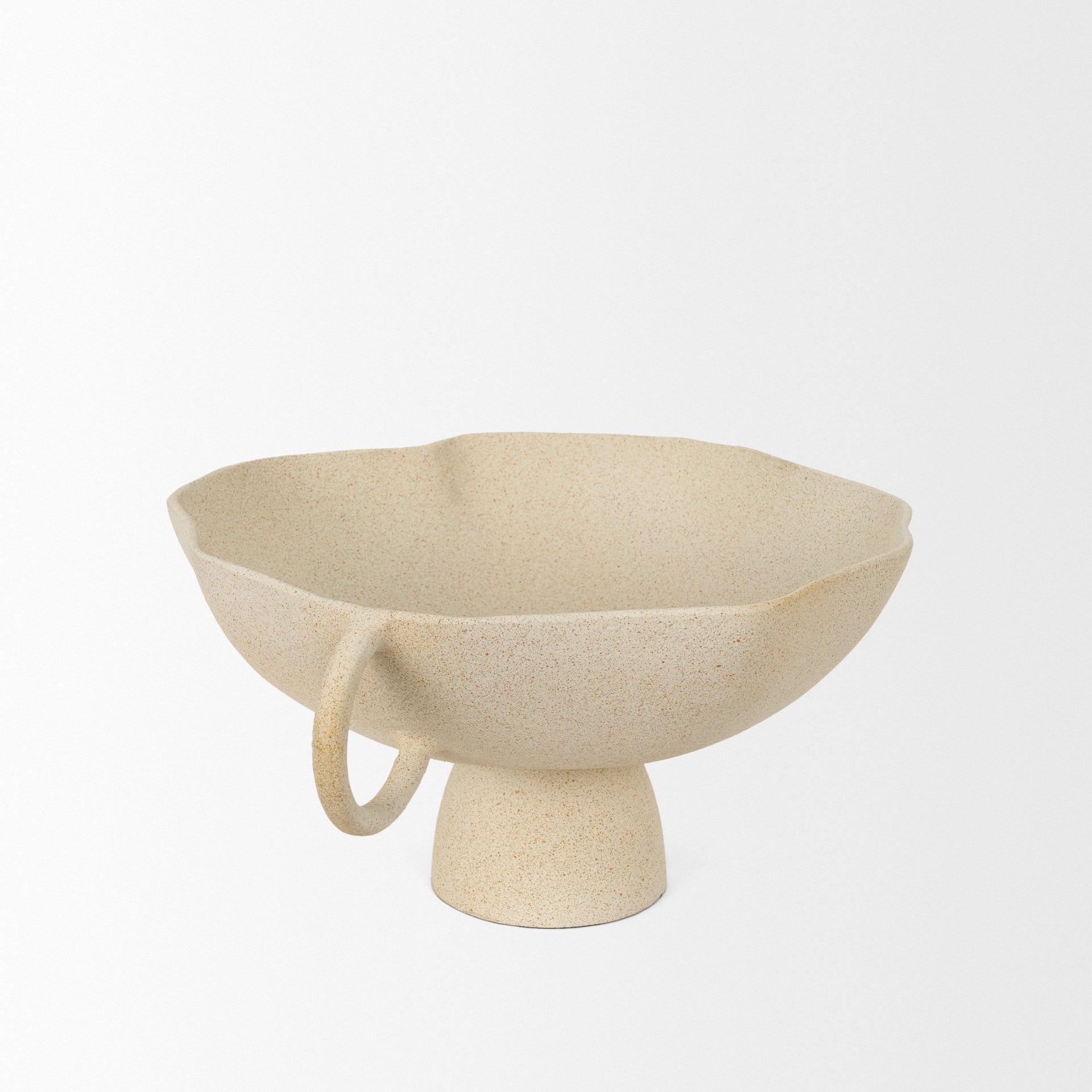 Radka Beige Textured Large Metal Decorative Bowl