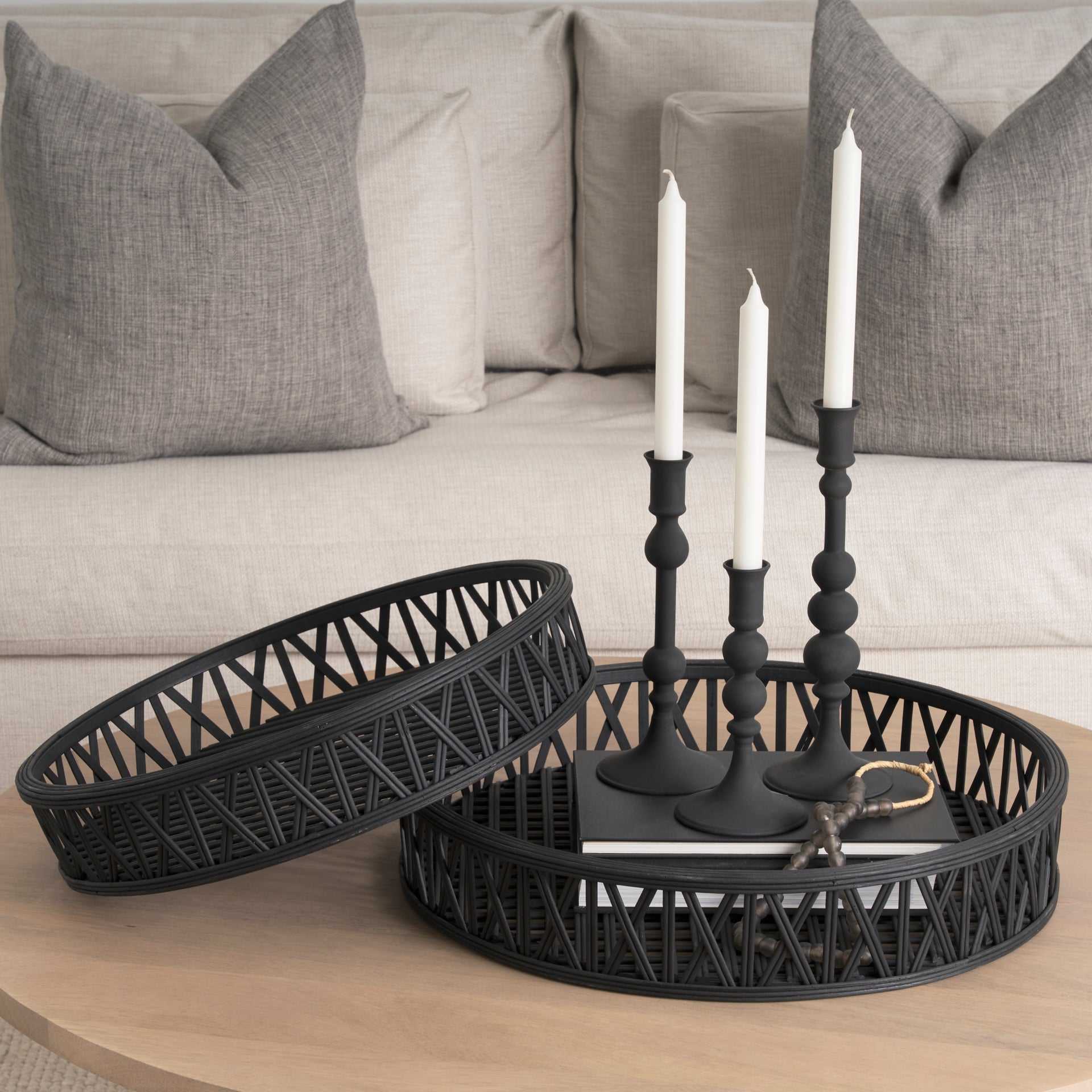 Haute Medium Matte Black Blown Glass Candlestick - Central Designs