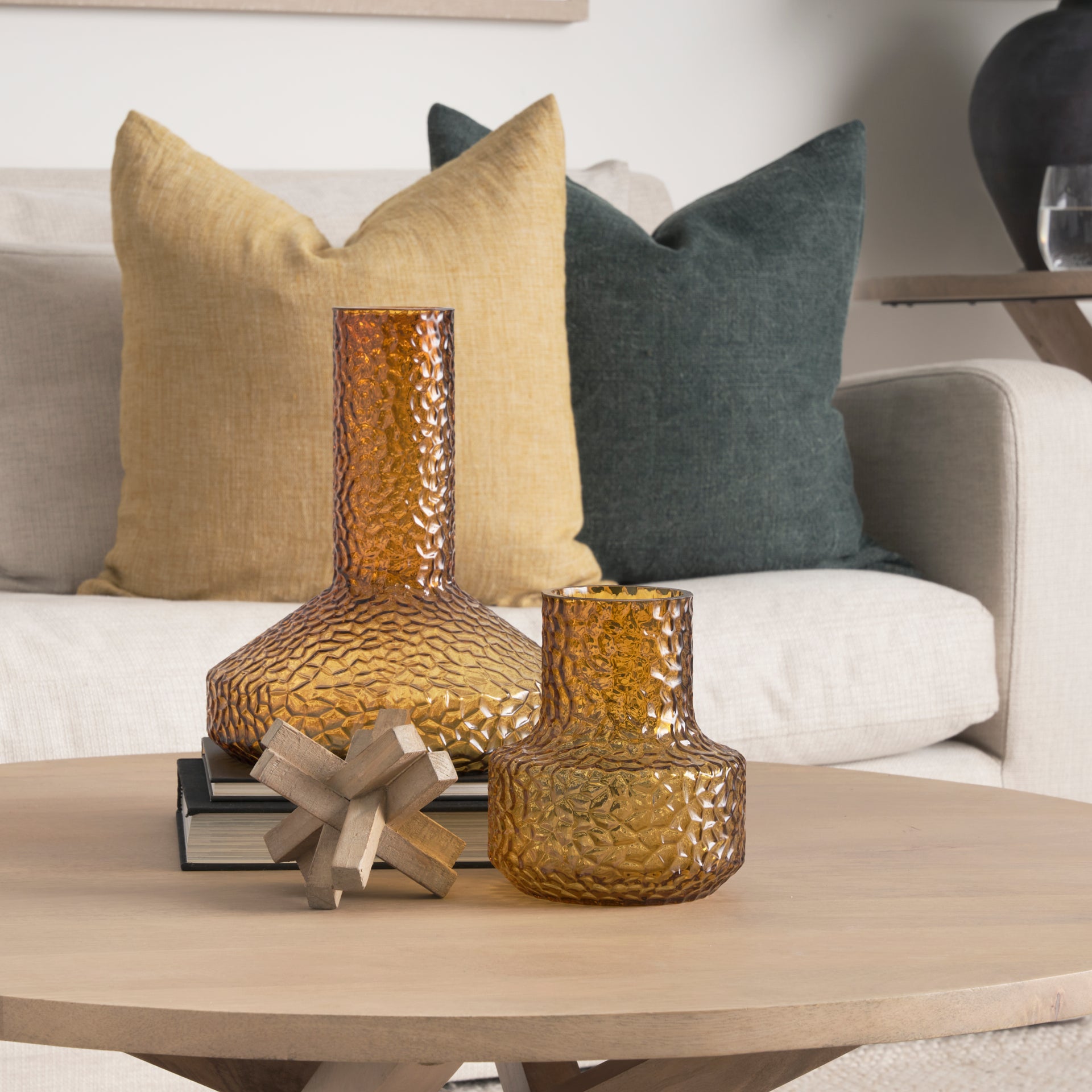 Jolene Short Amber Glass Vase - Central Designs