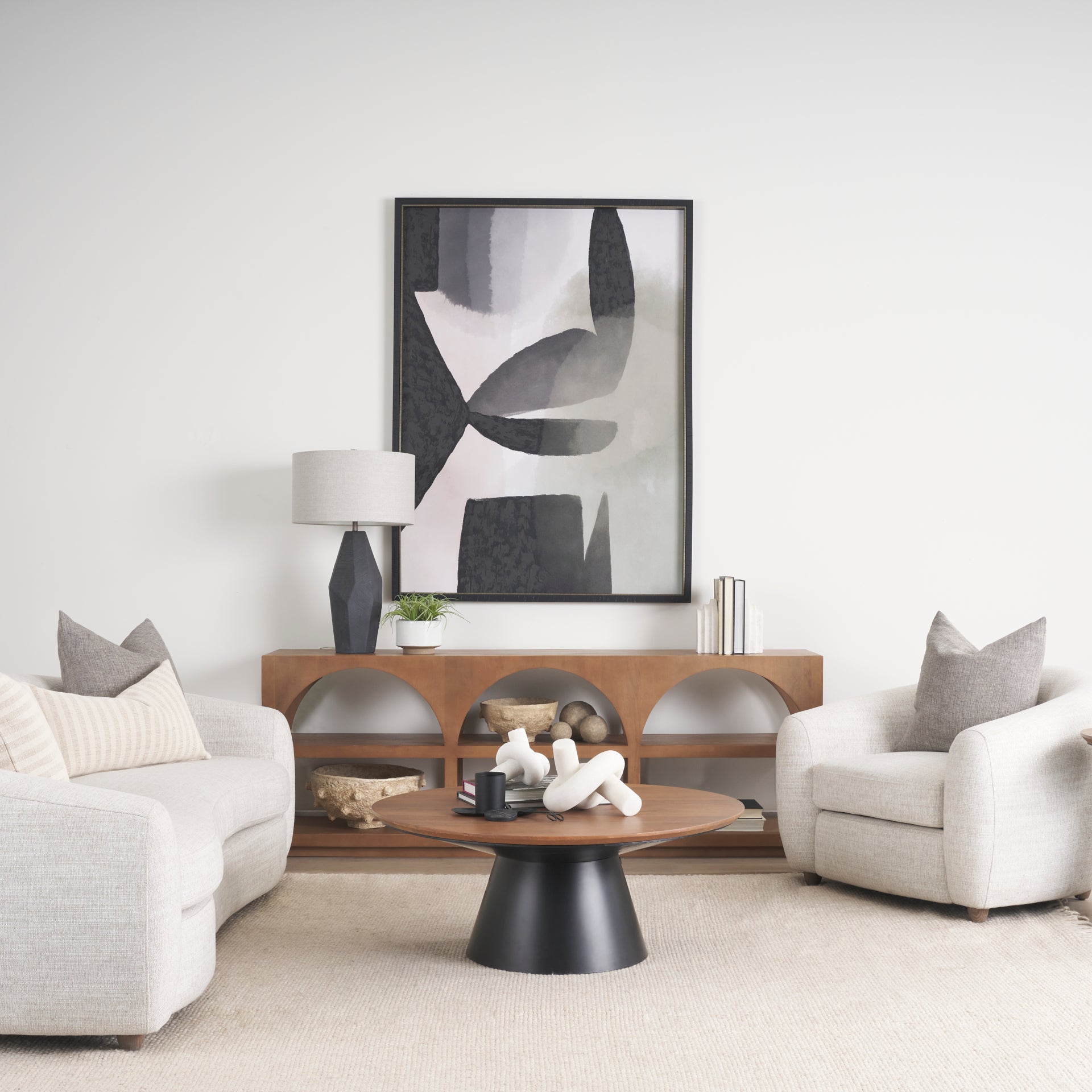 Bela Large Arched Console Table Medium Brown Wood - Central Designs