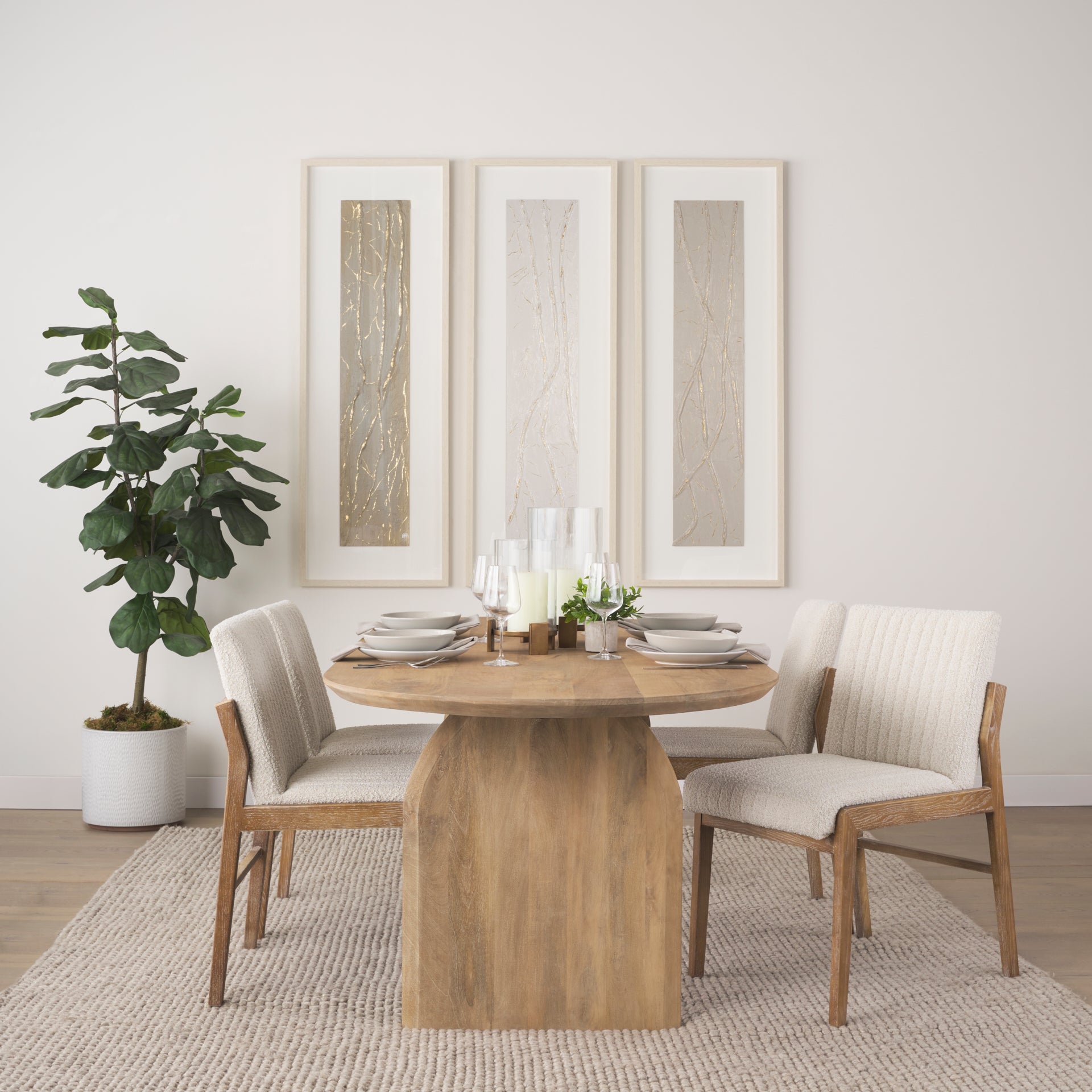 Isla Oval Dining Table w/Light Brown Wood Top & Arched Legs - Central Designs