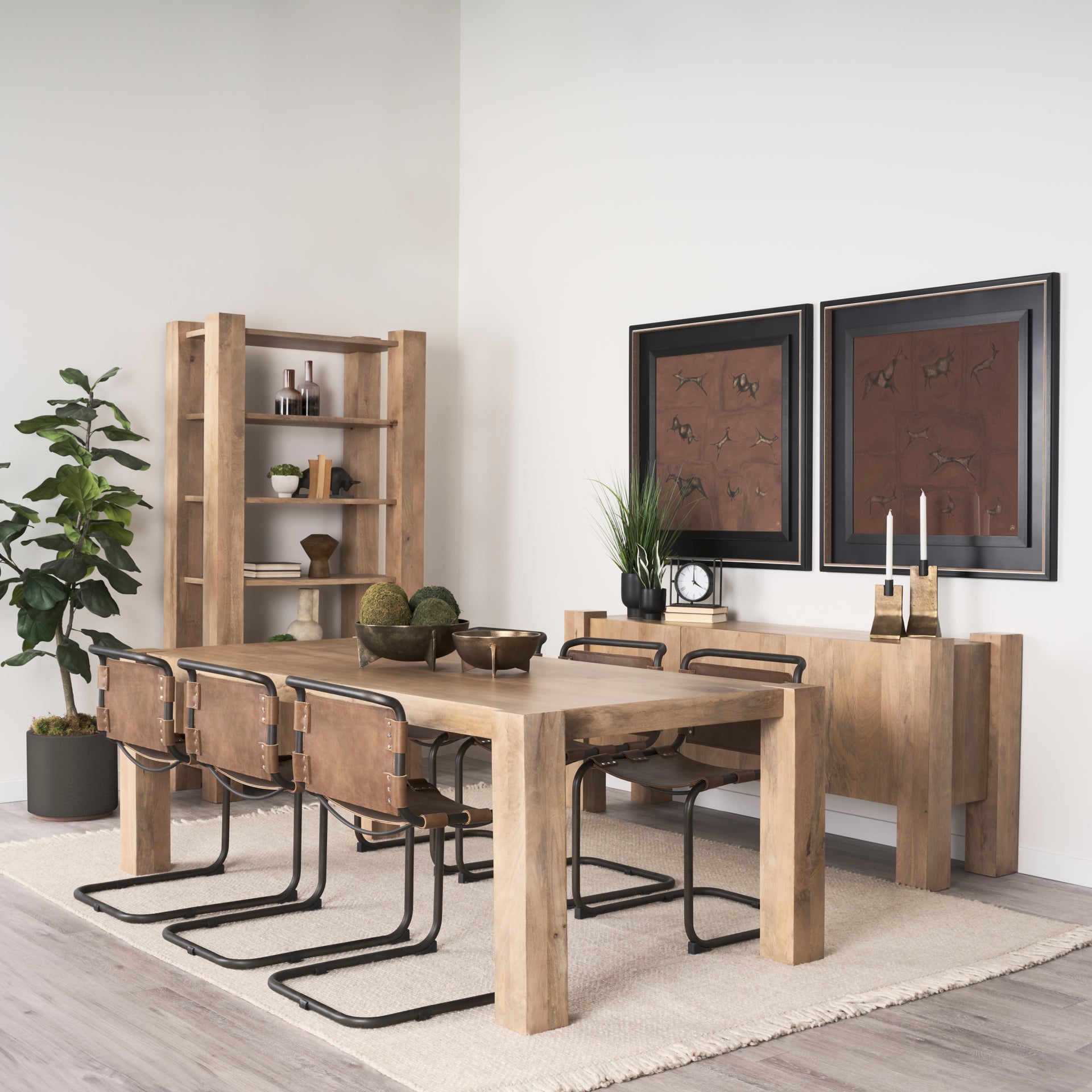 Beth Light Brown Wood w/ 3 Doors Sideboard - Central Designs