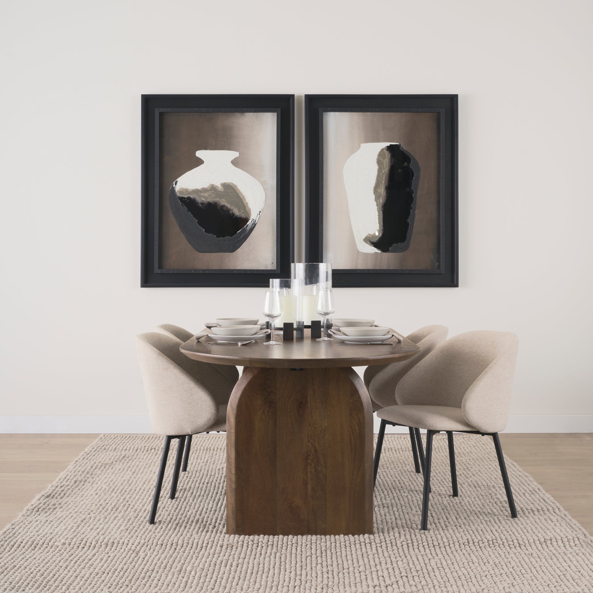 Shannon Dining Chair w/ Oatmeal Fabric & Matte Black Metal - Central Designs