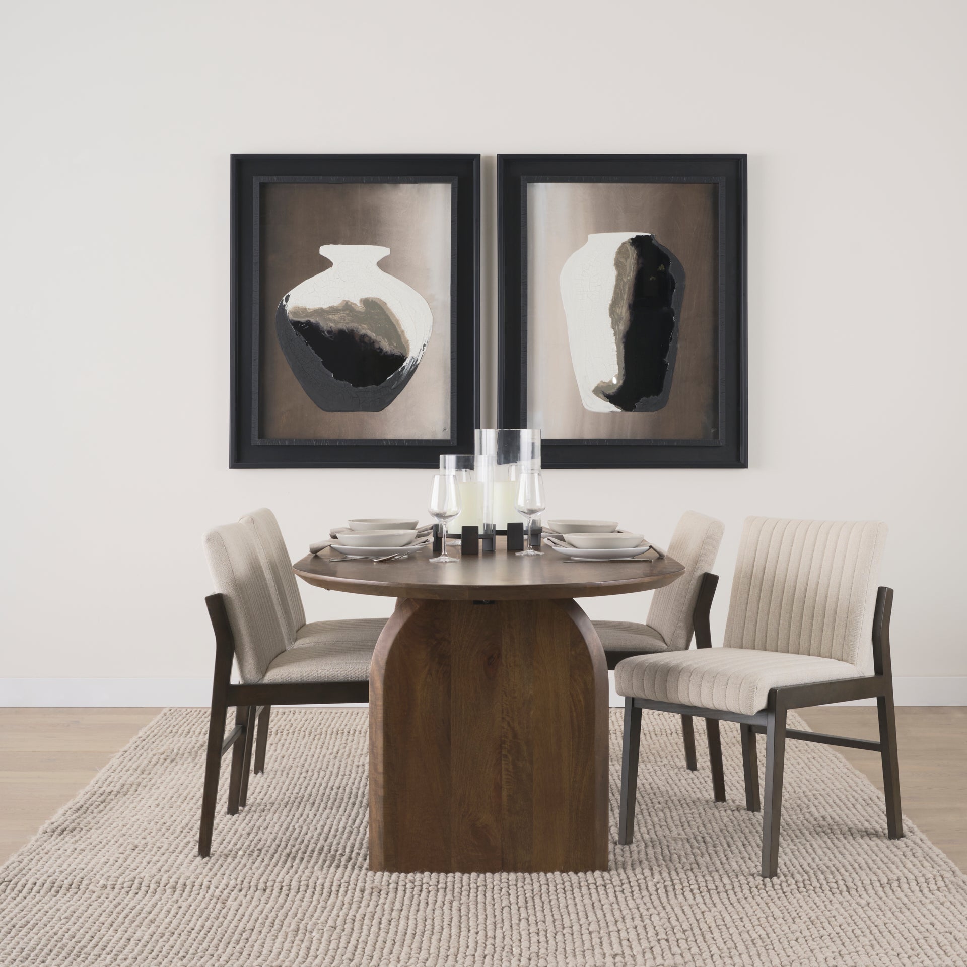 Isla Oval Dining Table w/Dark Brown Wood Top & Arched Legs - Central Designs