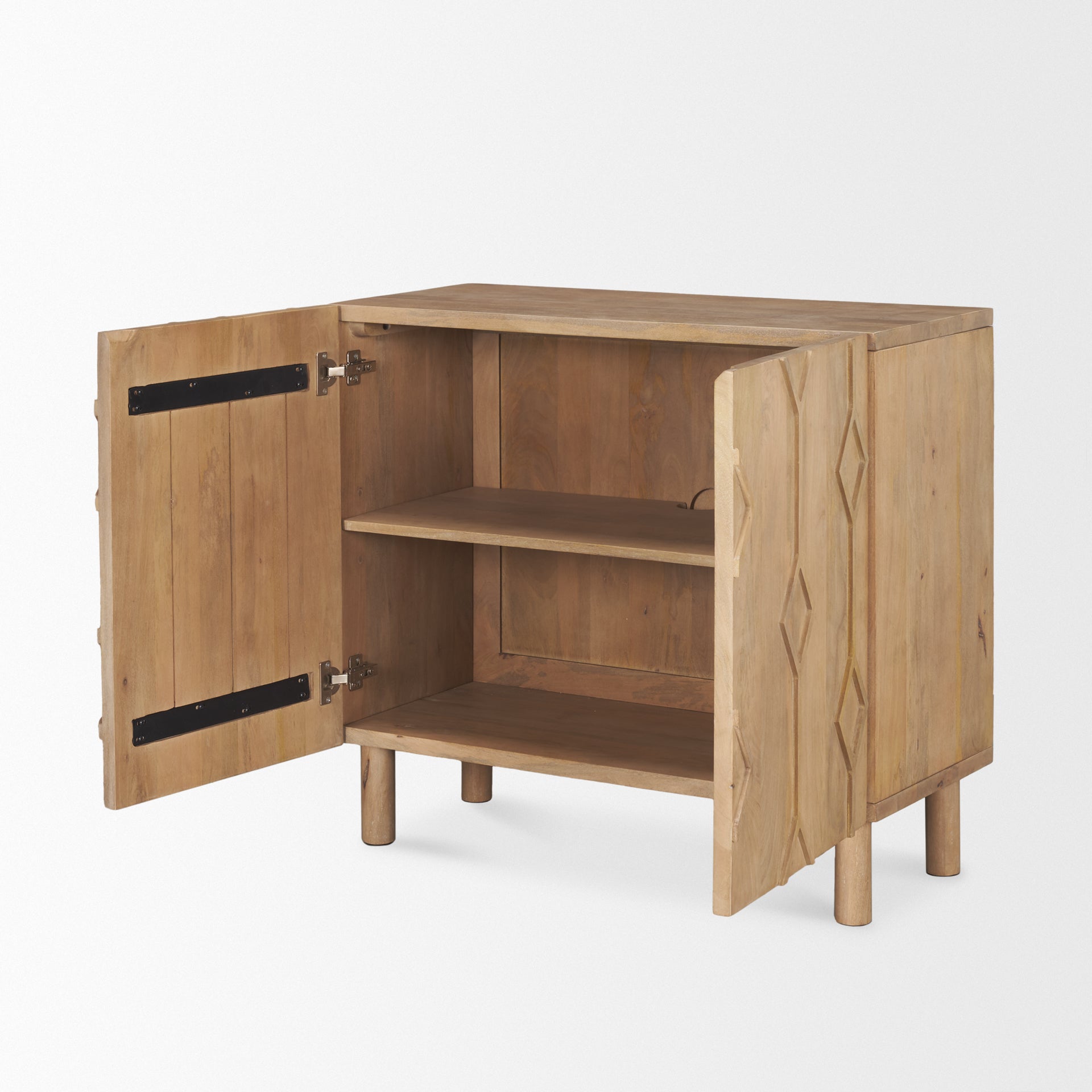 Heera Light Brown Diamond Motif w/ Shelf Accent Cabinet - Central Designs