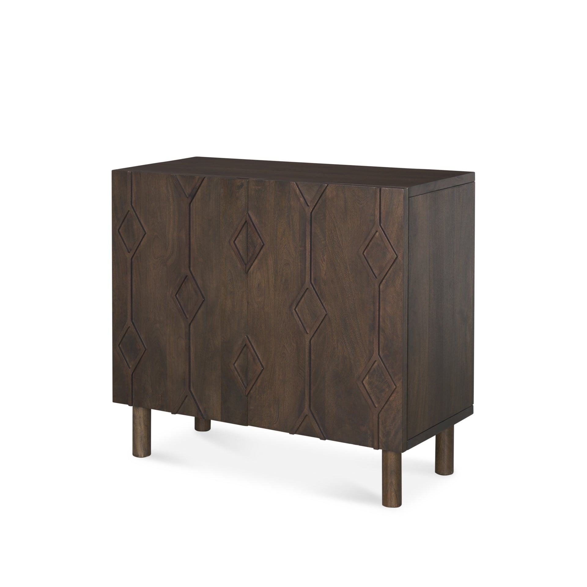Heera Dark Brown Diamond Motif w/ Shelf Accent Cabinet - Central Designs